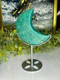 Amazonite Crescent Moon on Custom Display Stand