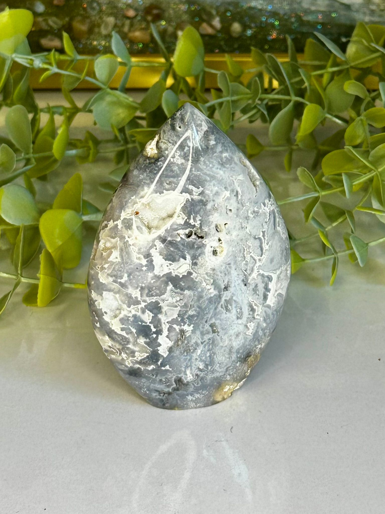 Indonesian Blue Plume Agate Freeform