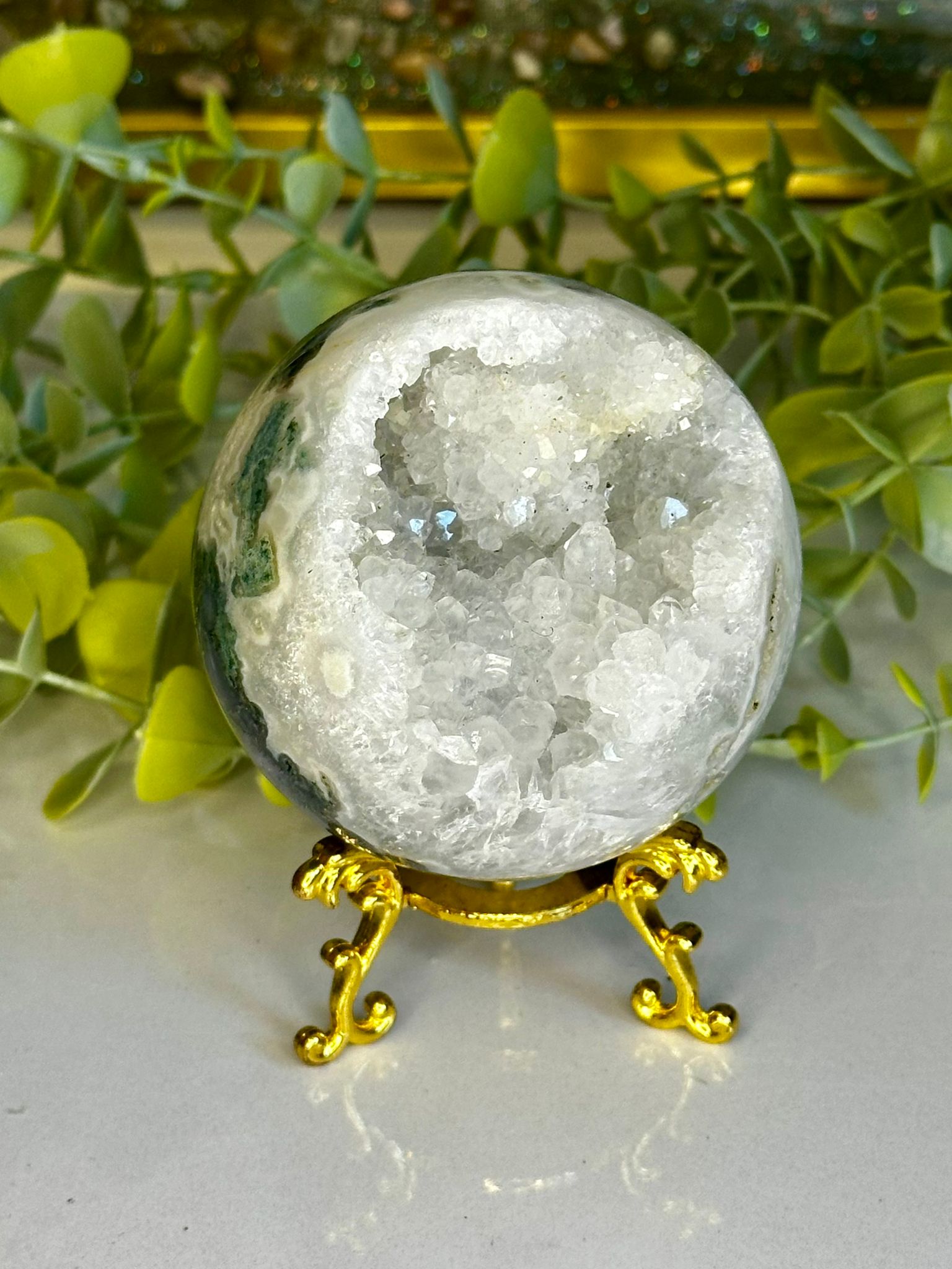 Druzy Blue Moss Agate Sphere