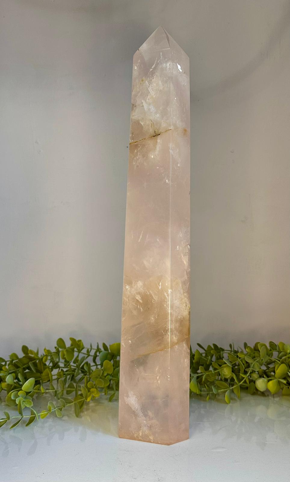 XL Rose Quartz & Dendritic Golden Healer Tower