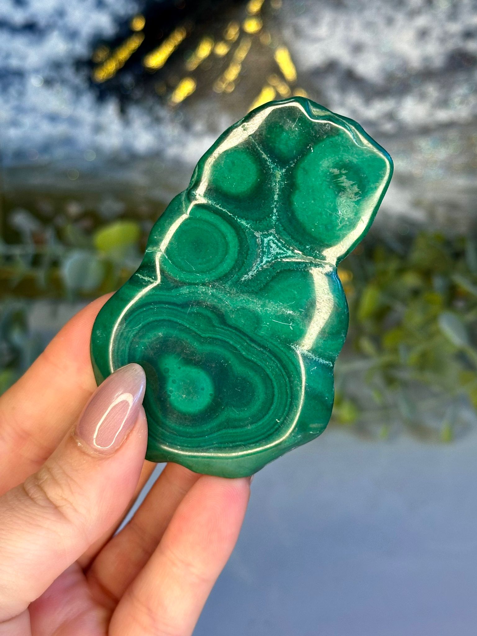 Orbicular Malachite Polished Slab