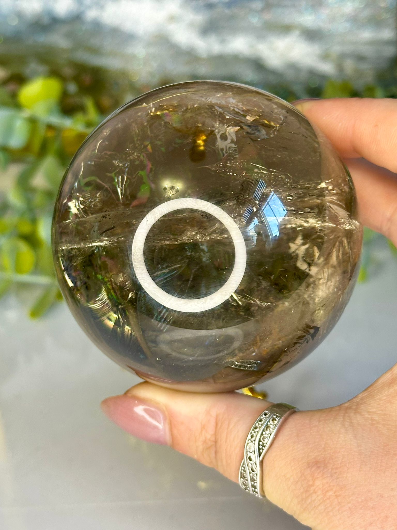 Large Rainbow Smokey Quartz Sphere