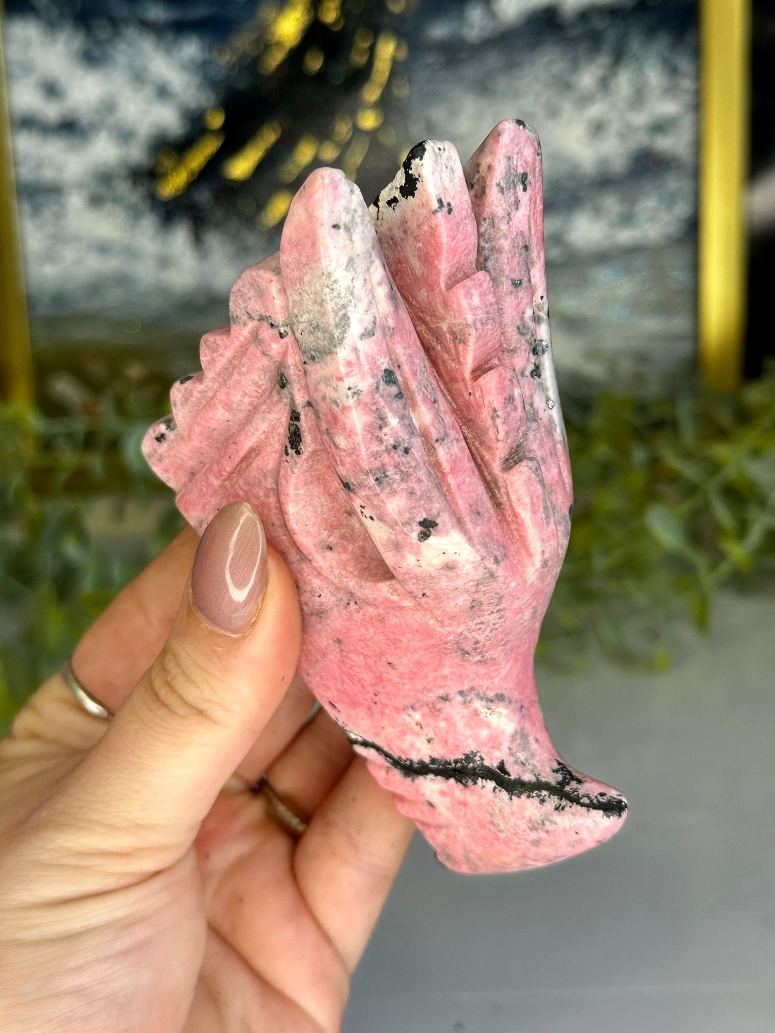 Peruvian Rhodonite Dragon Carving