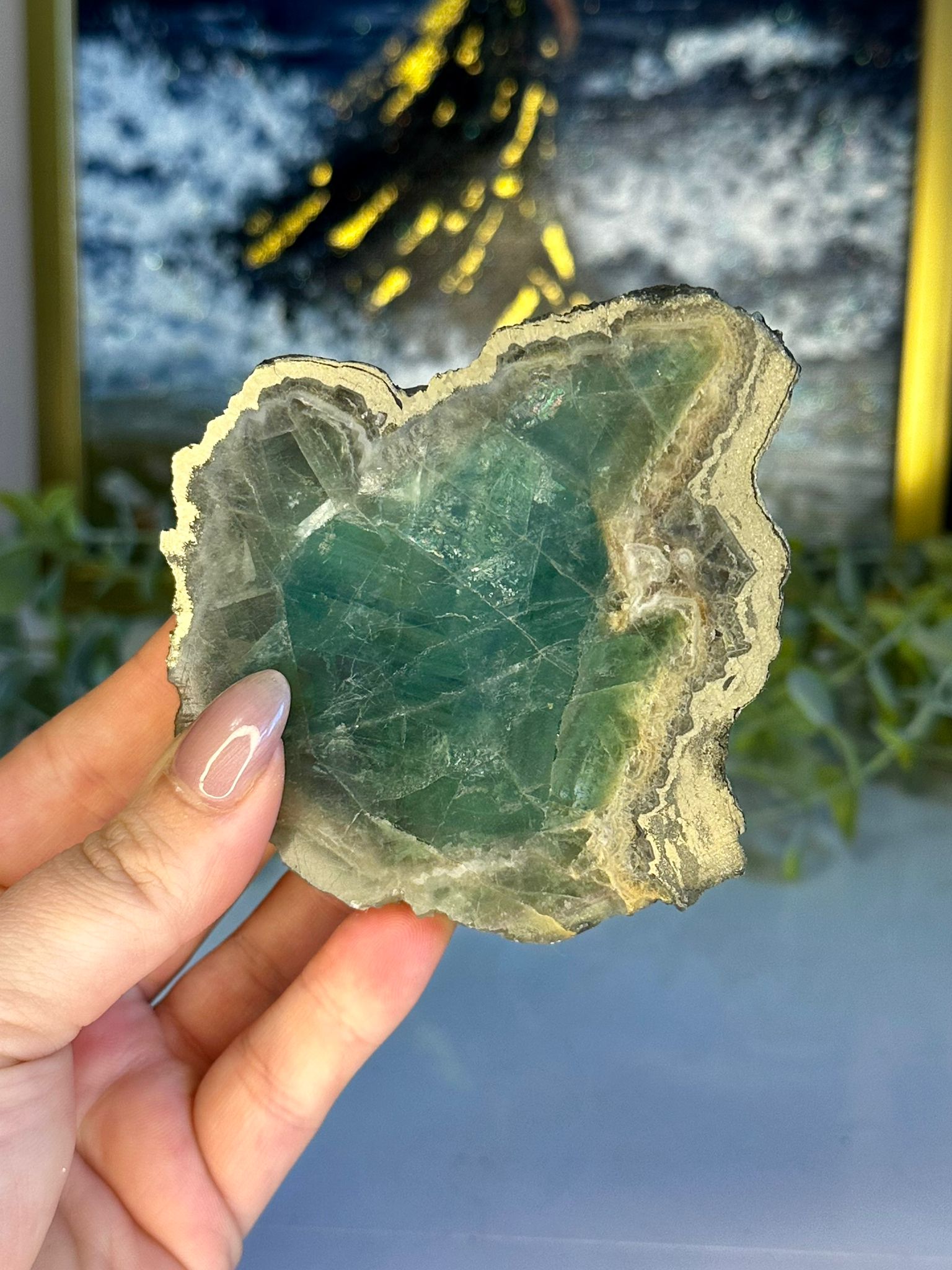 Fluorite with Pyrite Polished Slab