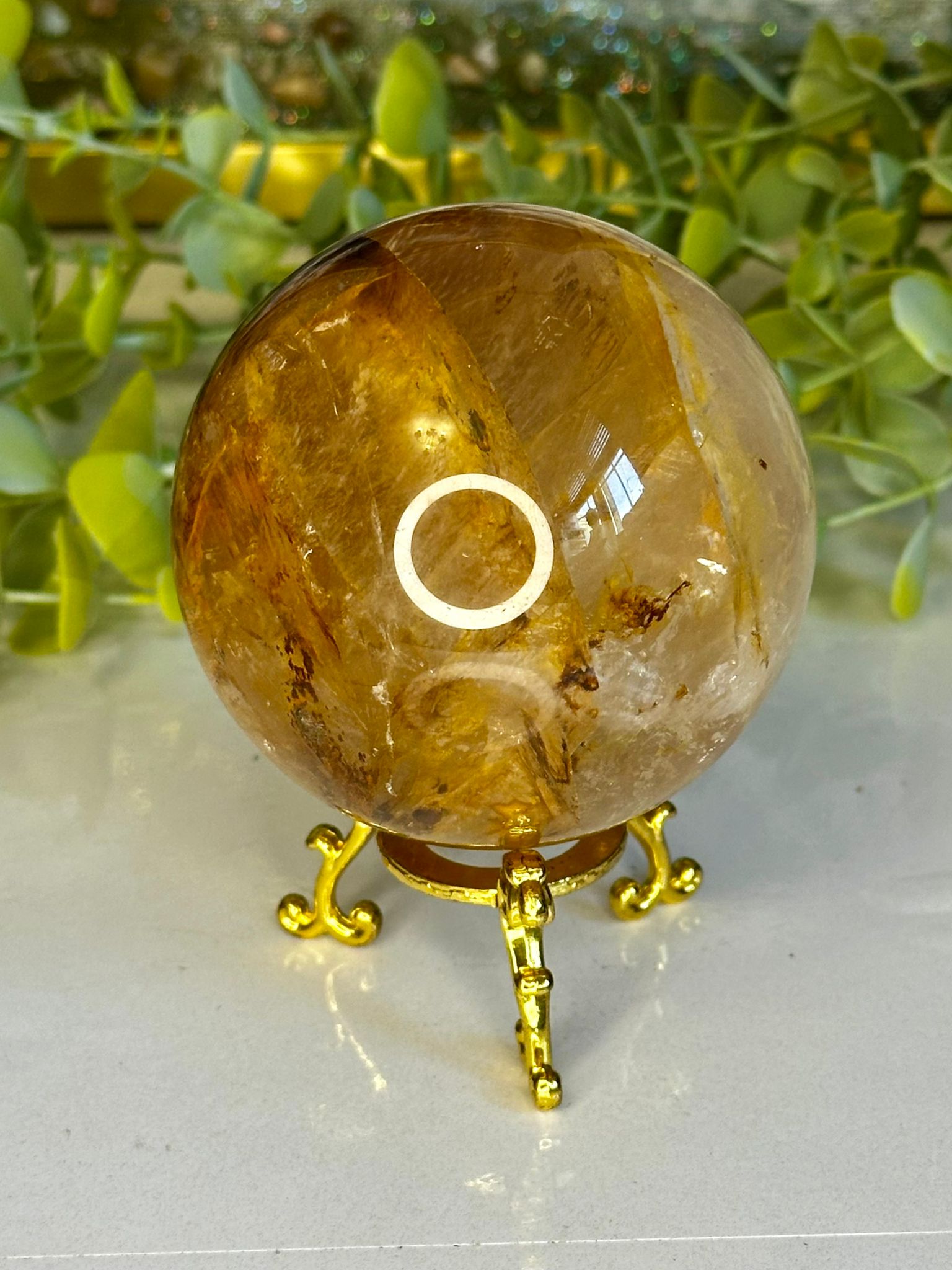 High Quality Golden Healer x Fire Quartz Sphere