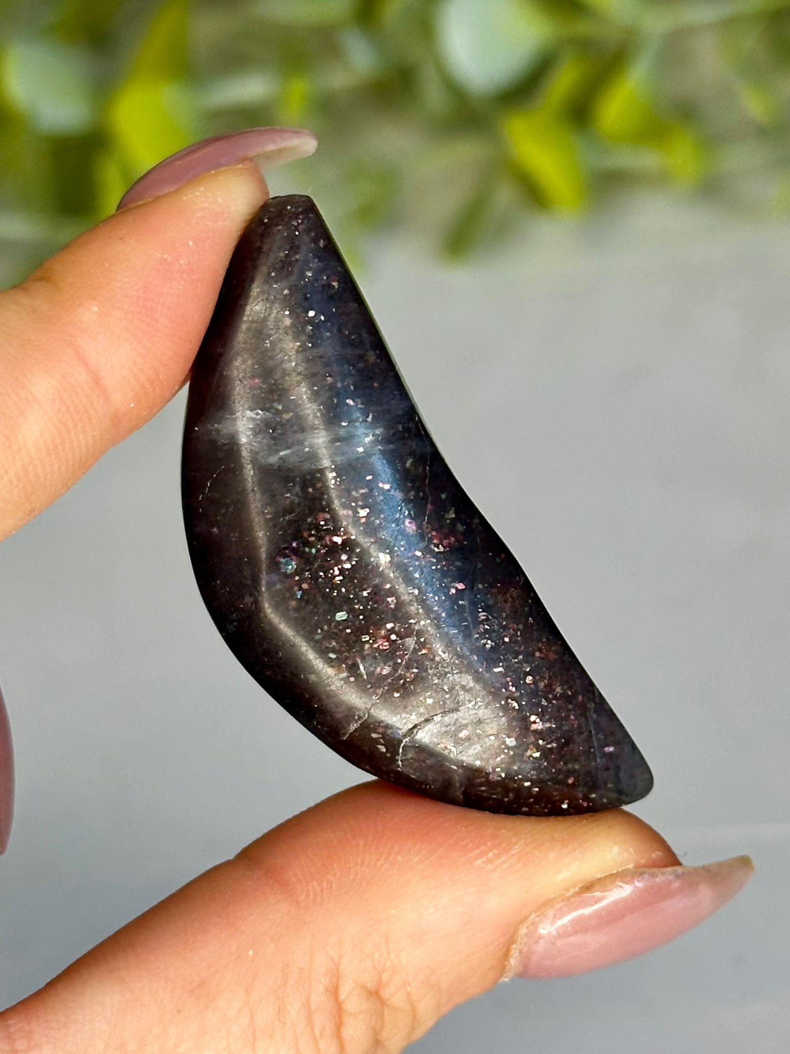 Bloodshot Iolite Crescent Moon