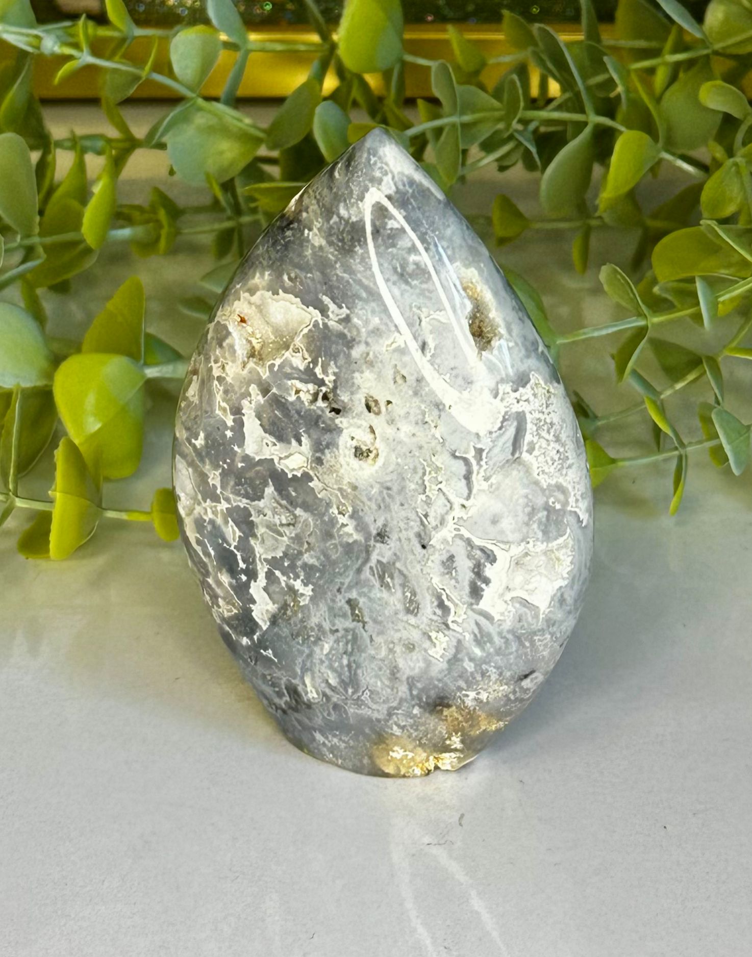 Indonesian Blue Plume Agate Freeform