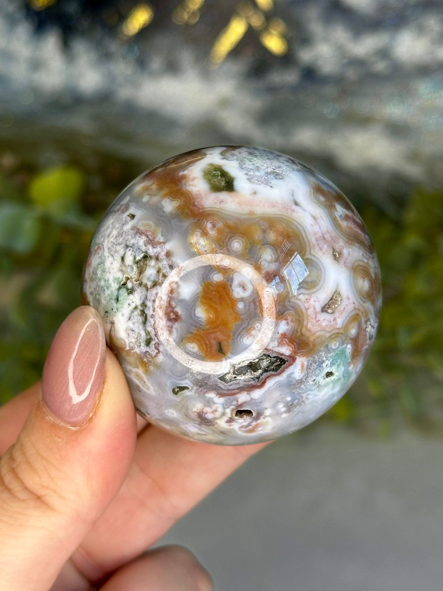 Druzy Eighth Vein Ocean Jasper Sphere