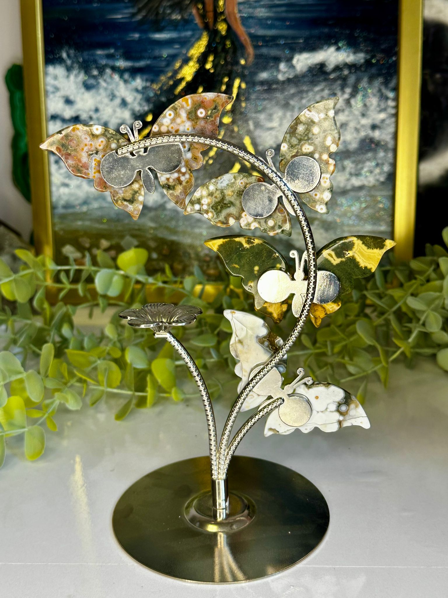 Eighth Vein Ocean Jasper Butterfly Display Stand