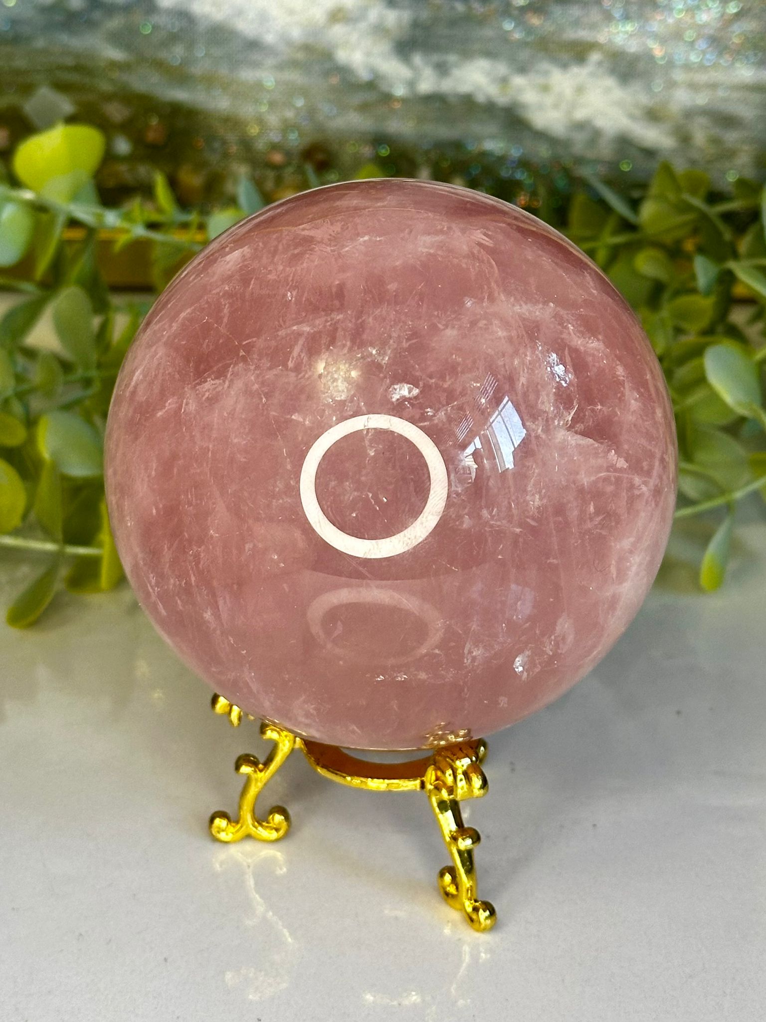 Large 1kg Madagascar Rose Quartz Sphere with Double Star Flash