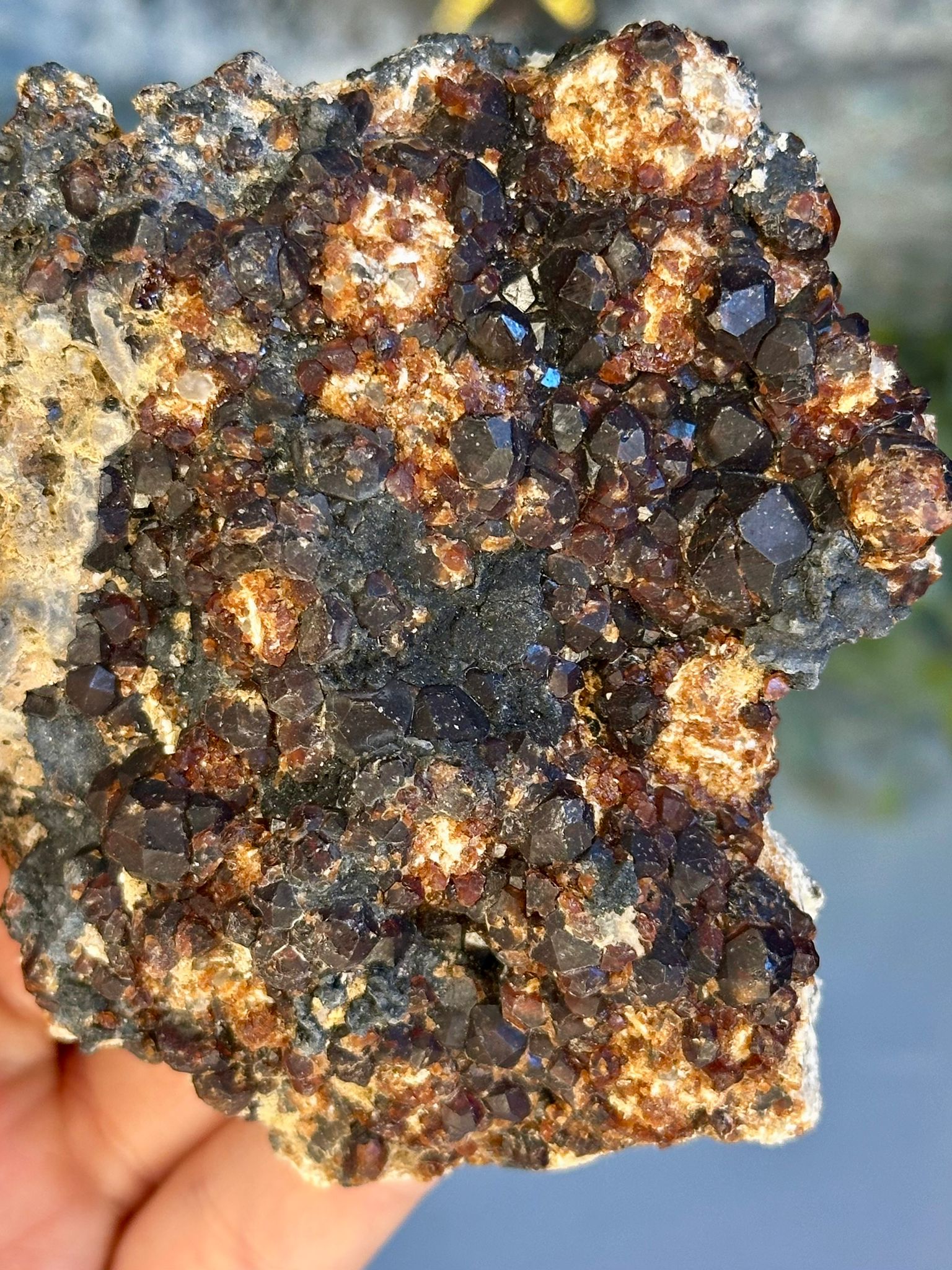 Large Garnet & Smokey Quartz Cluster
