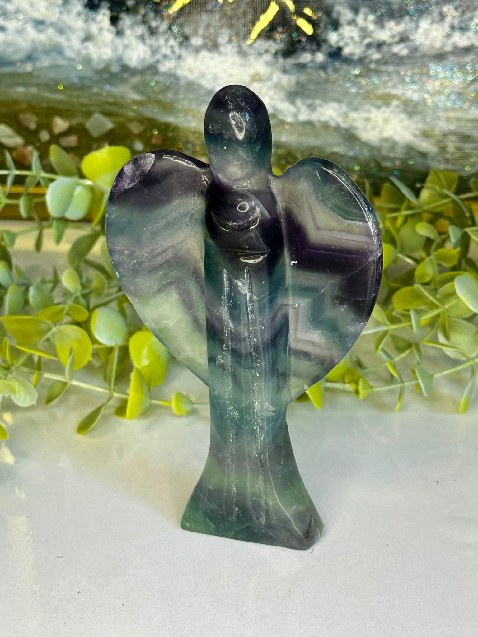 Large Fluorite Angel Carving