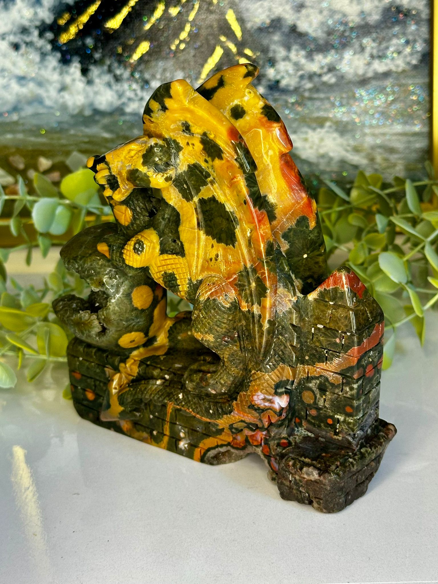 Collectors Grade Eighth Vein Druzy Dragon Carving