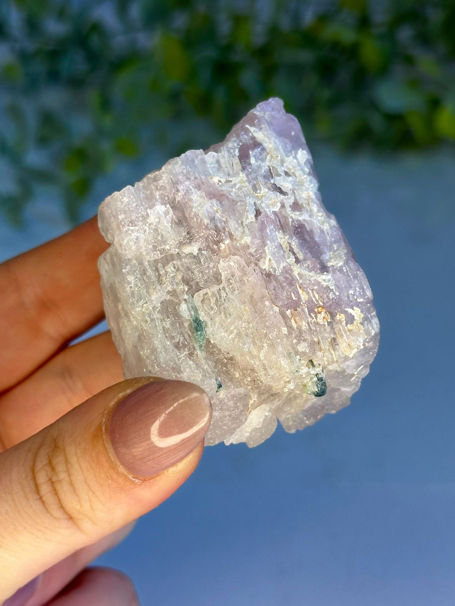 Raw Kunzite with Blue Tourmaline – Pakistan