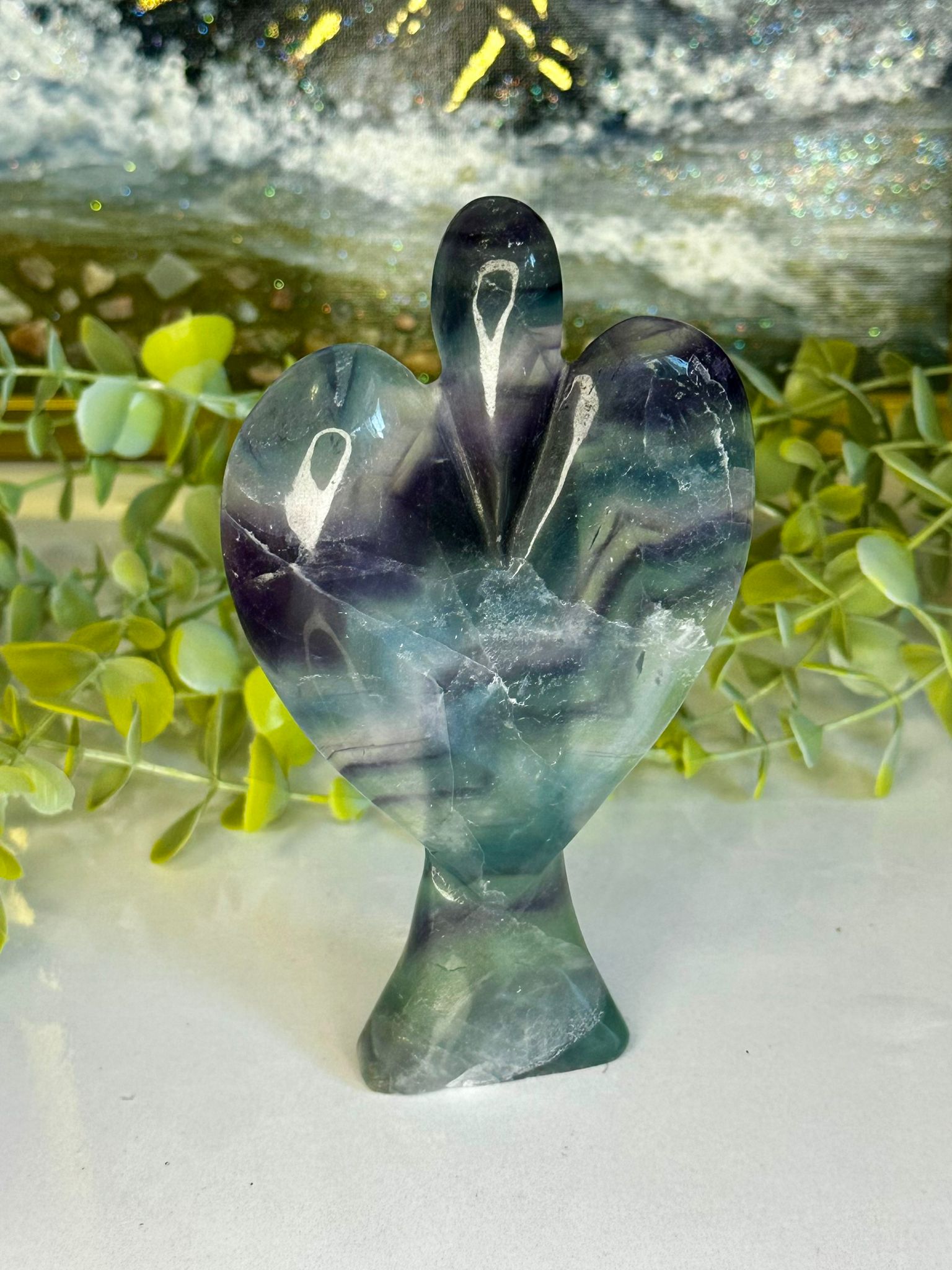 Large Fluorite Angel Carving