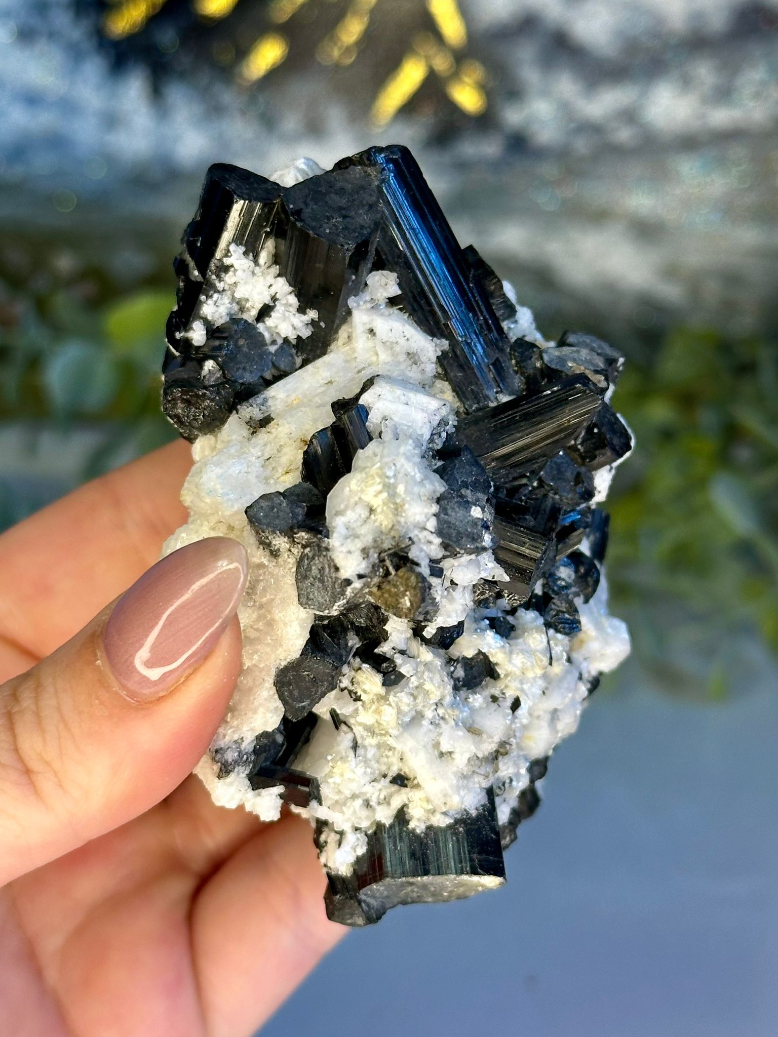 Black Tourmaline on Feldspar Cluster