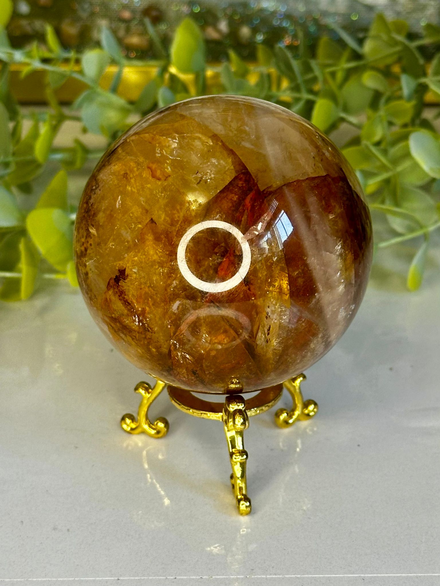 High Quality Golden Healer x Fire Quartz Sphere