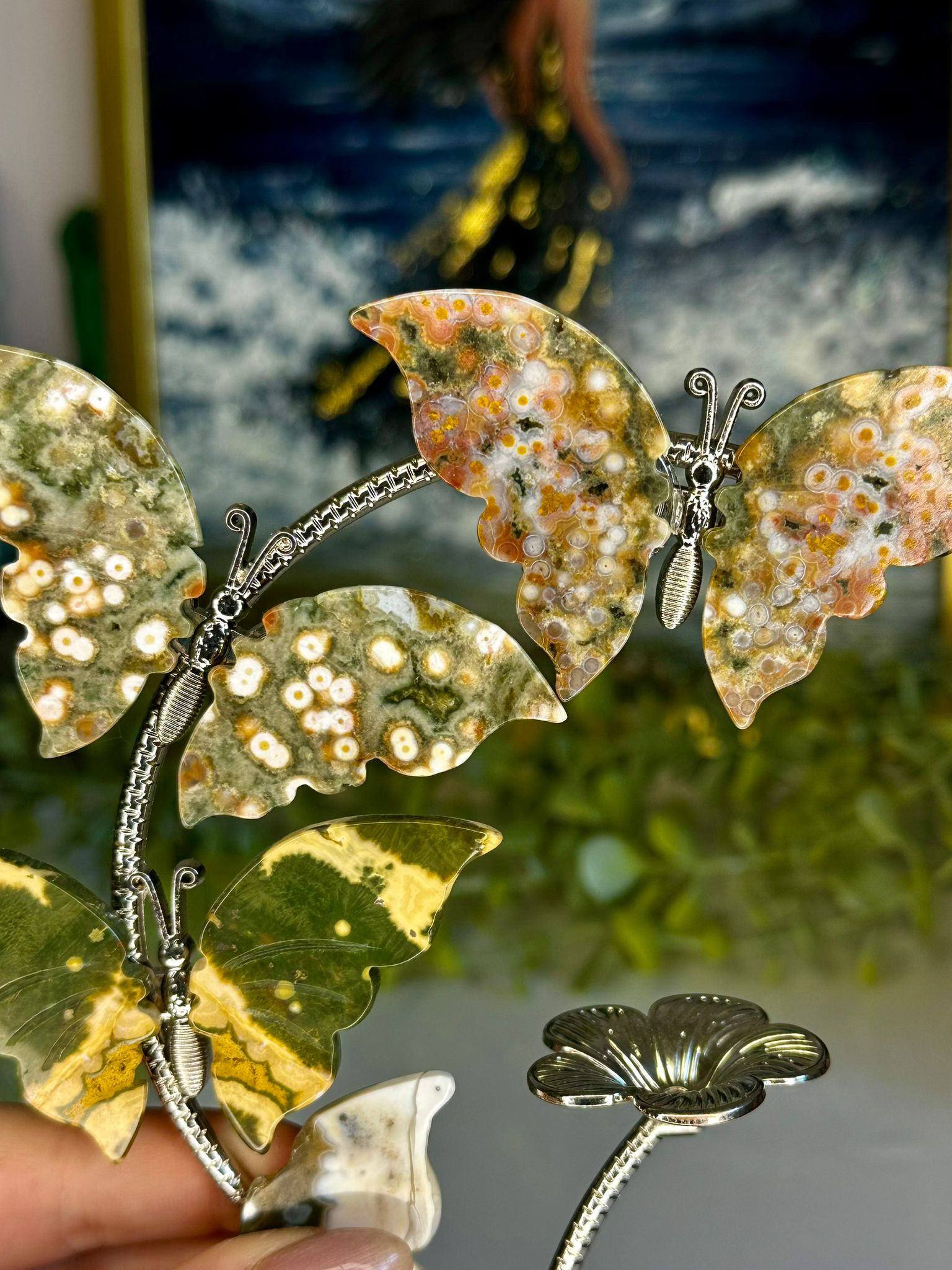 Eighth Vein Ocean Jasper Butterfly Display Stand