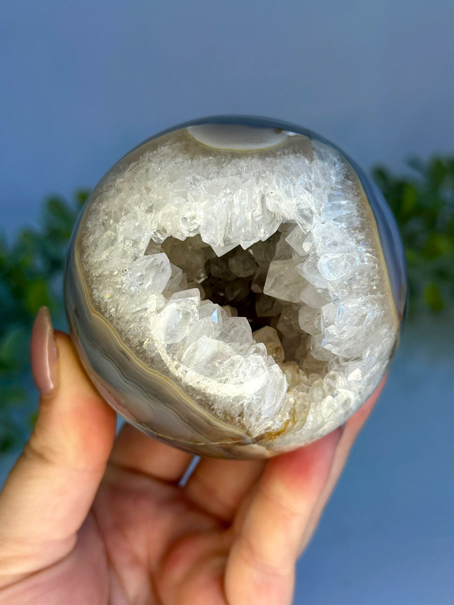 Druzy Blue Agate & Quartz Sphere