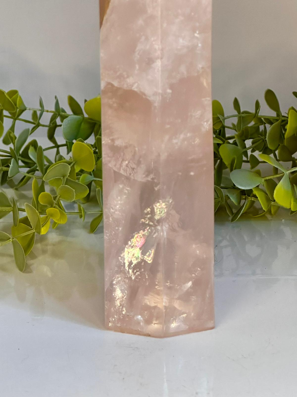 XL Rose Quartz & Dendritic Golden Healer Tower