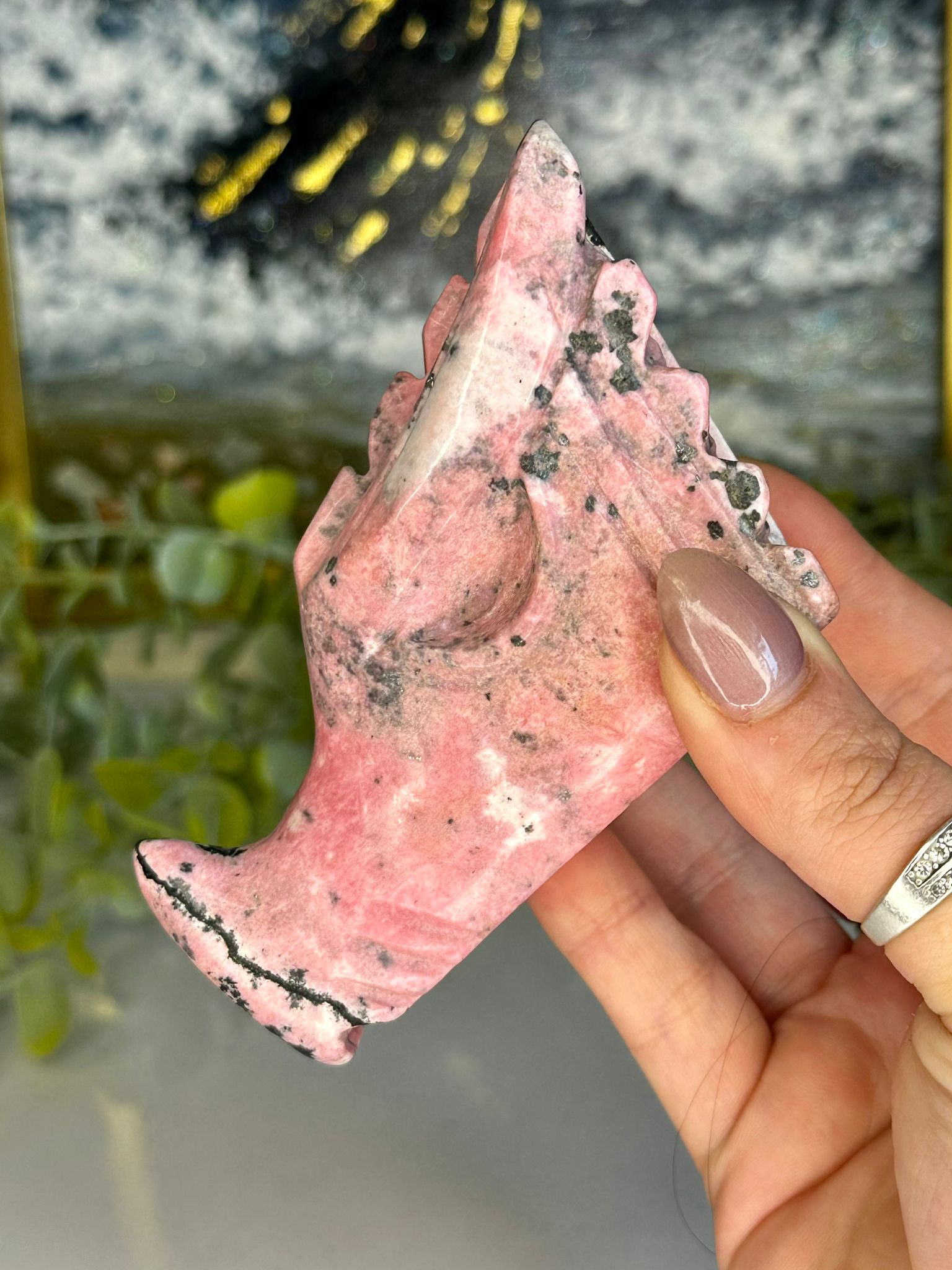 Peruvian Rhodonite Dragon Carving