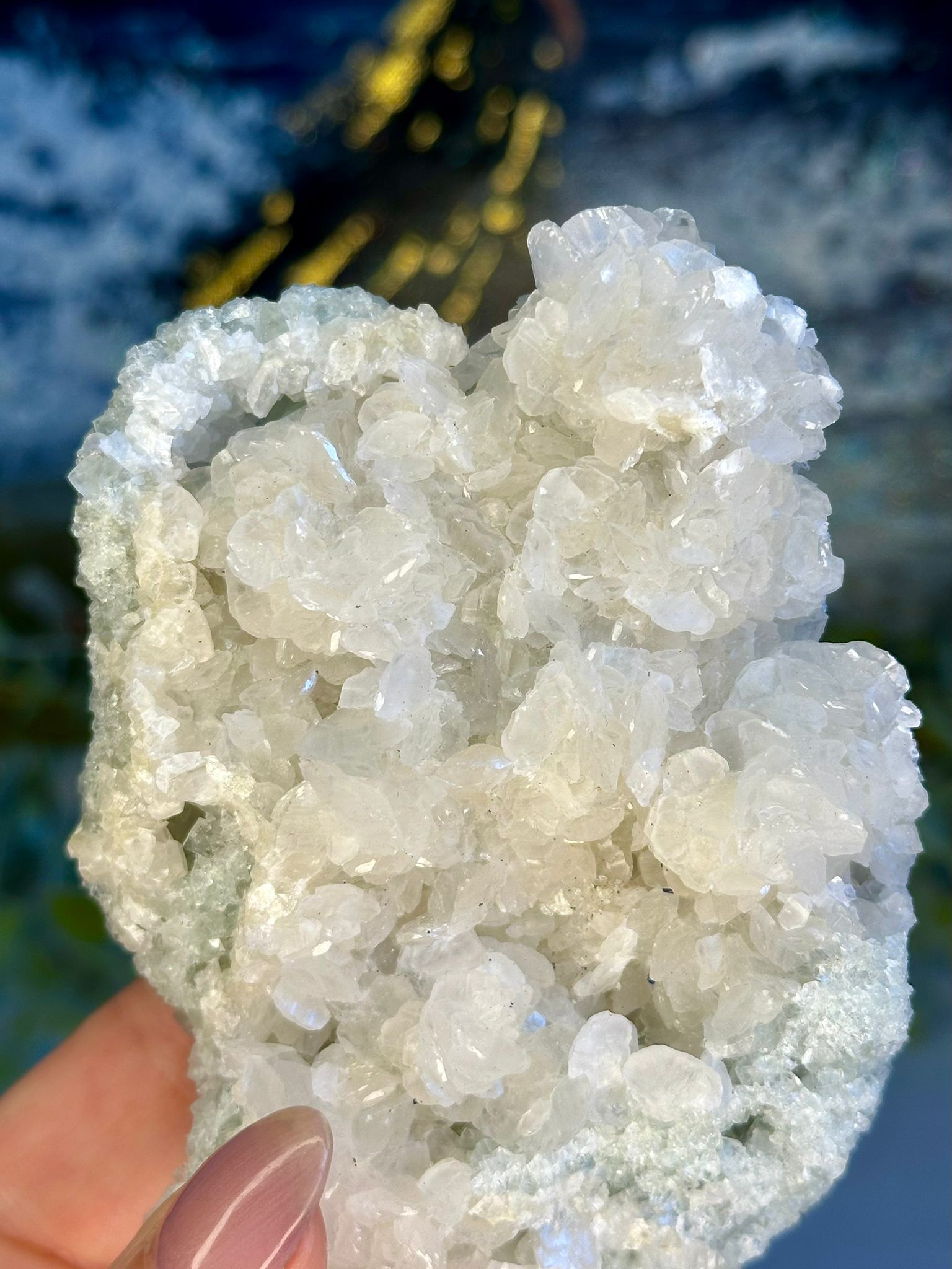 Mint Green Sugar Fluorite with Calcite & Black Chalcedony