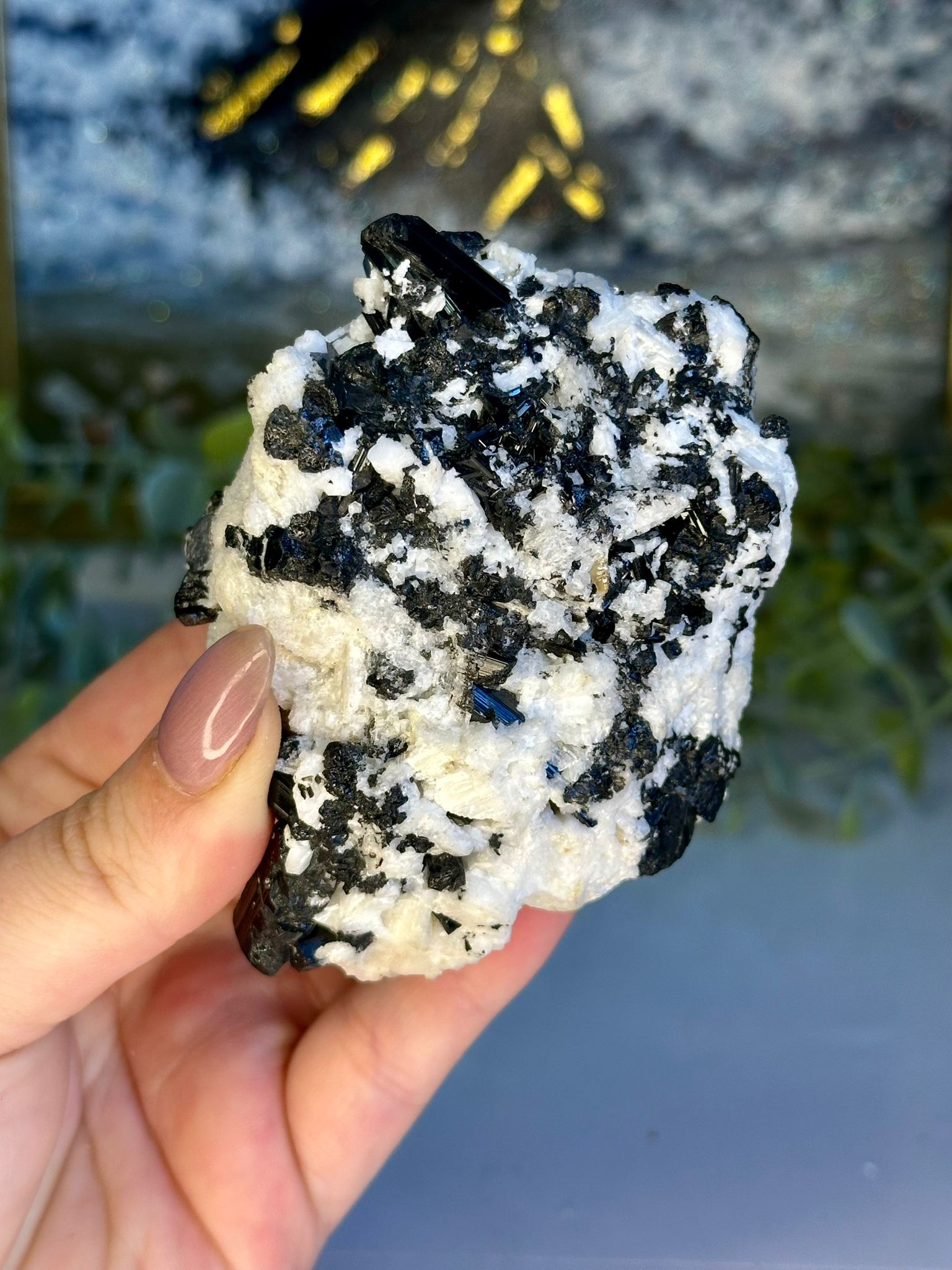 Black Tourmaline on Feldspar Cluster