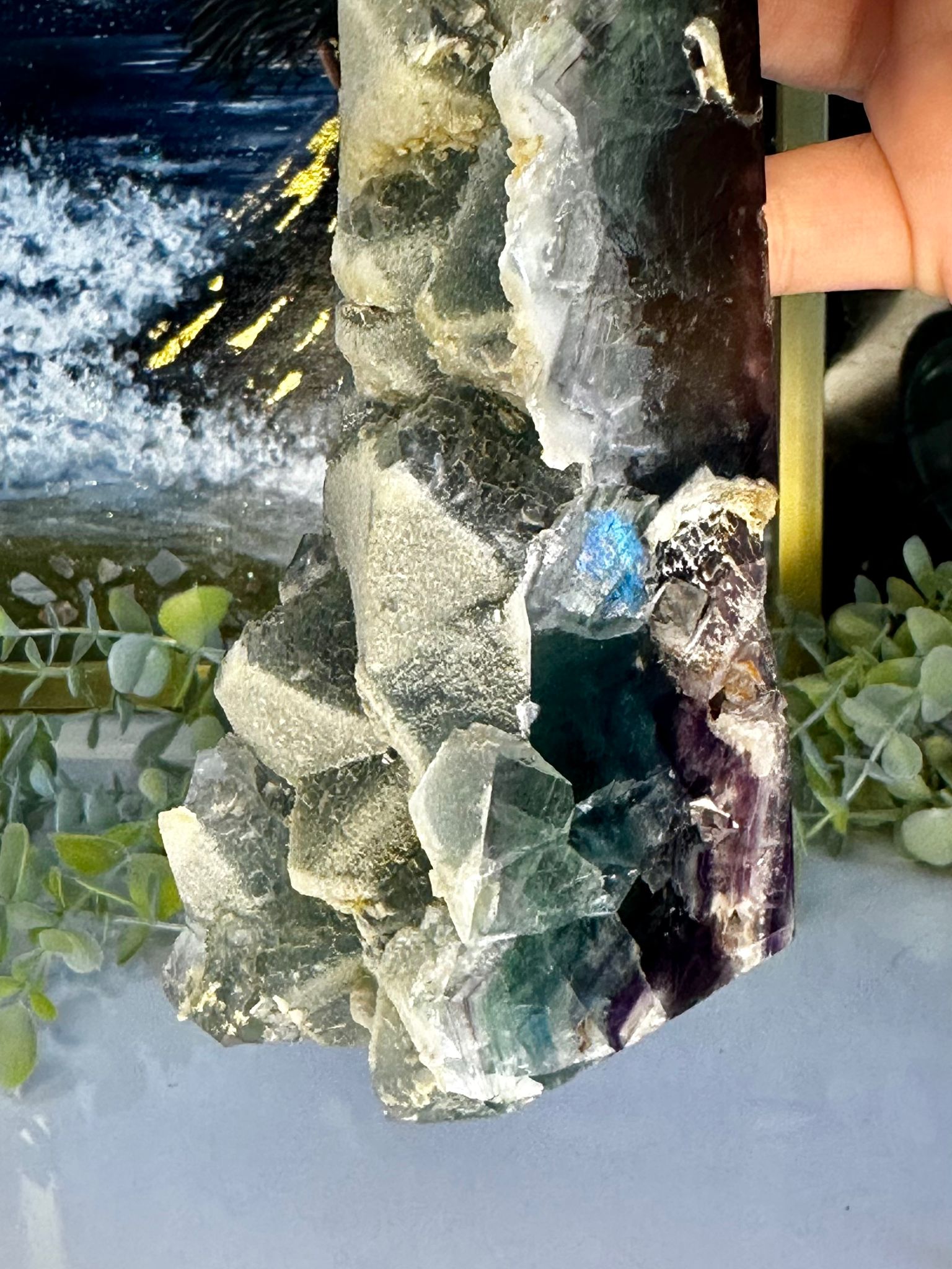 Large Raw & Polished Rainbow Fluorite Tower