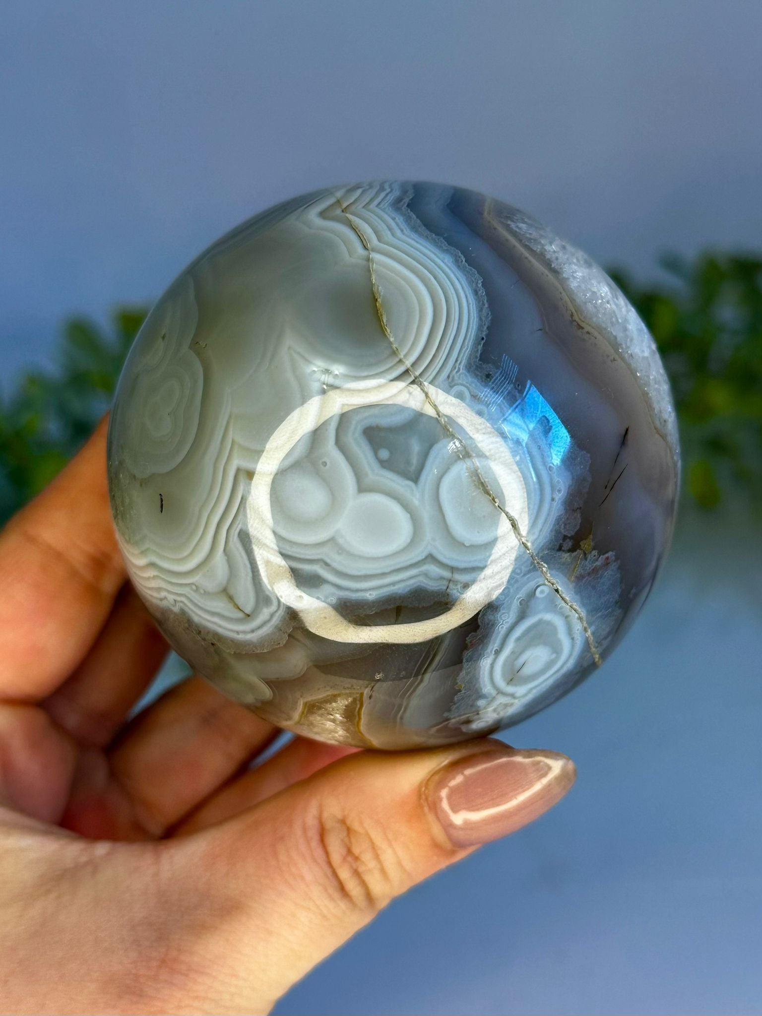 Druzy Blue Agate & Quartz Sphere