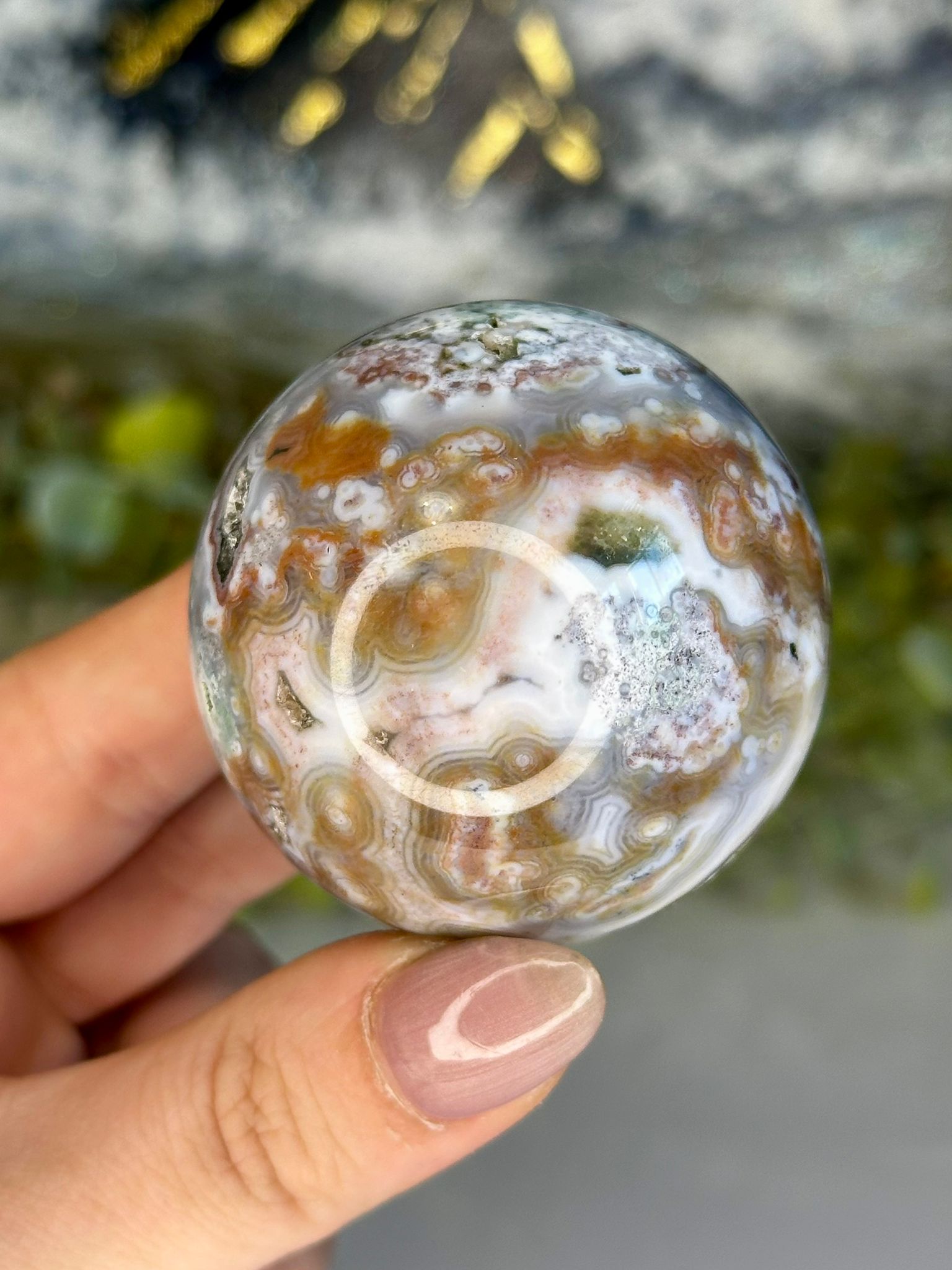 Druzy Eighth Vein Ocean Jasper Sphere