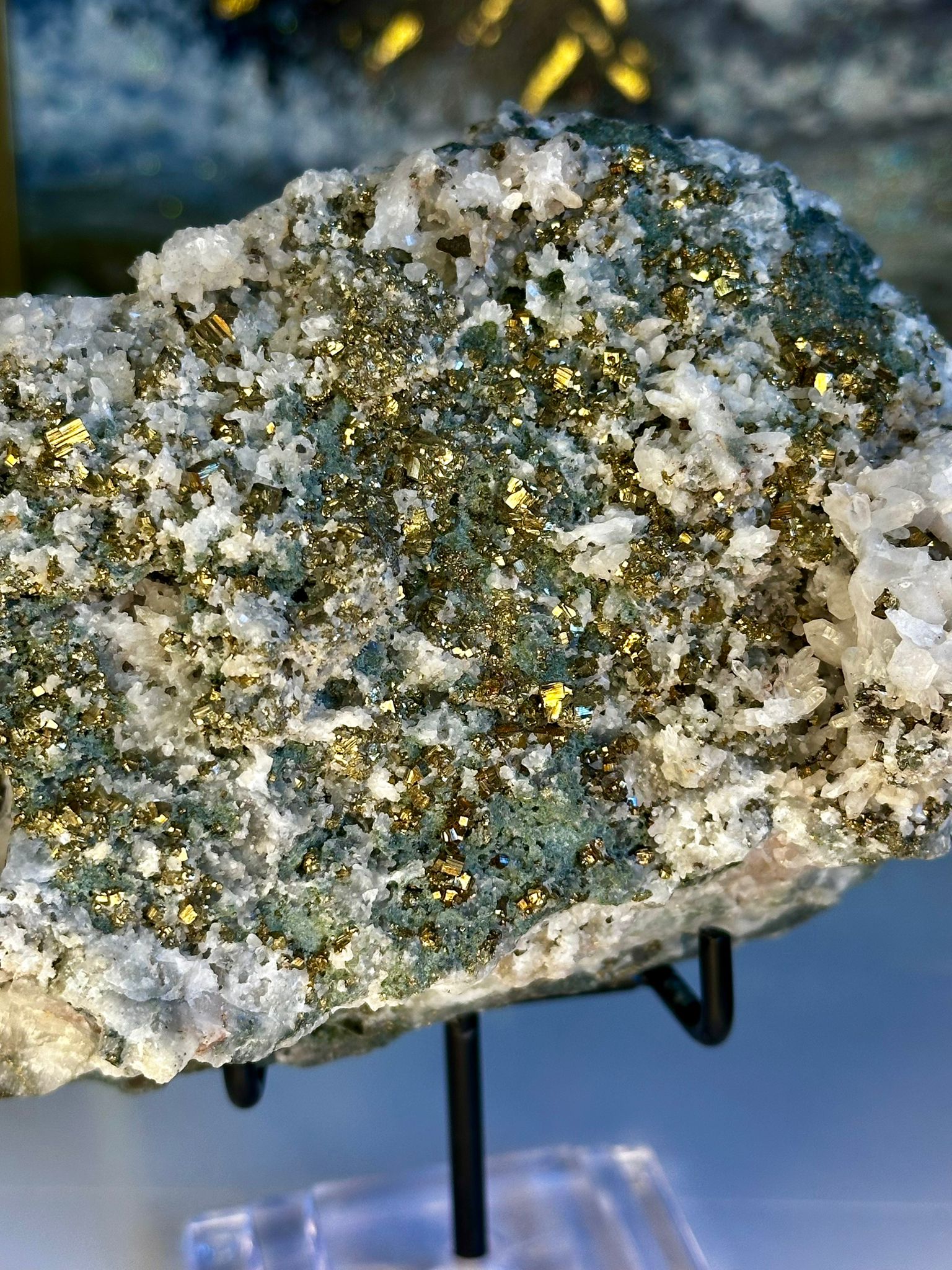 Large 1.1kg Pyrite on Calcite with Galena Display Specimen