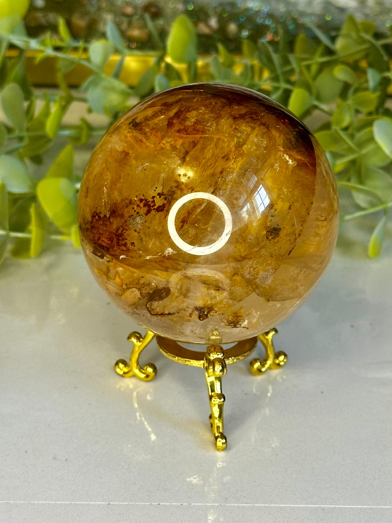 High Quality Golden Healer x Fire Quartz Sphere