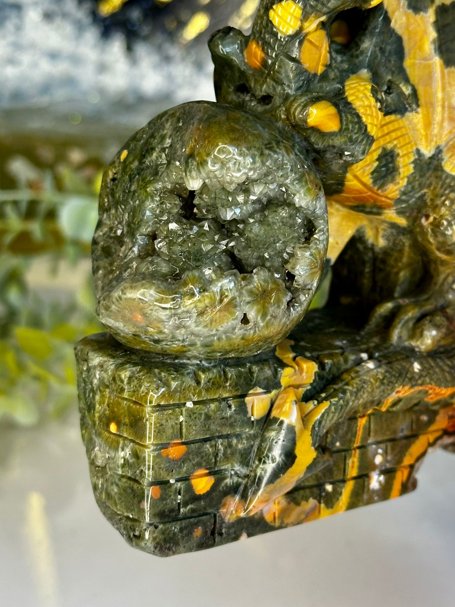 Collectors Grade Eighth Vein Druzy Dragon Carving