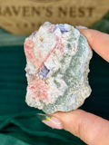 Rhodochrosite, Fluorite & Pyrite on Quartz