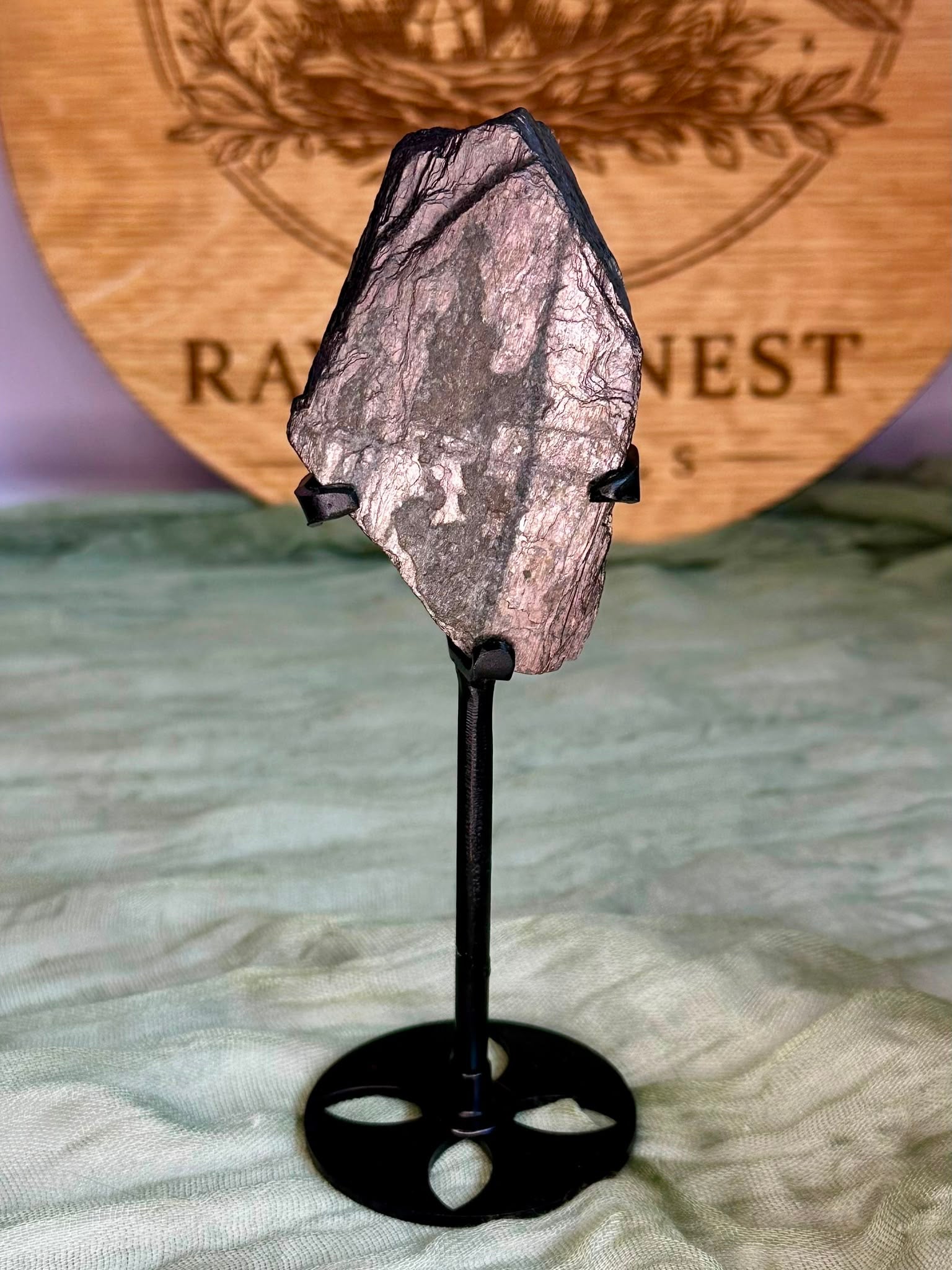 Raw Hypersthene Specimen on Custom Display Stand #2
