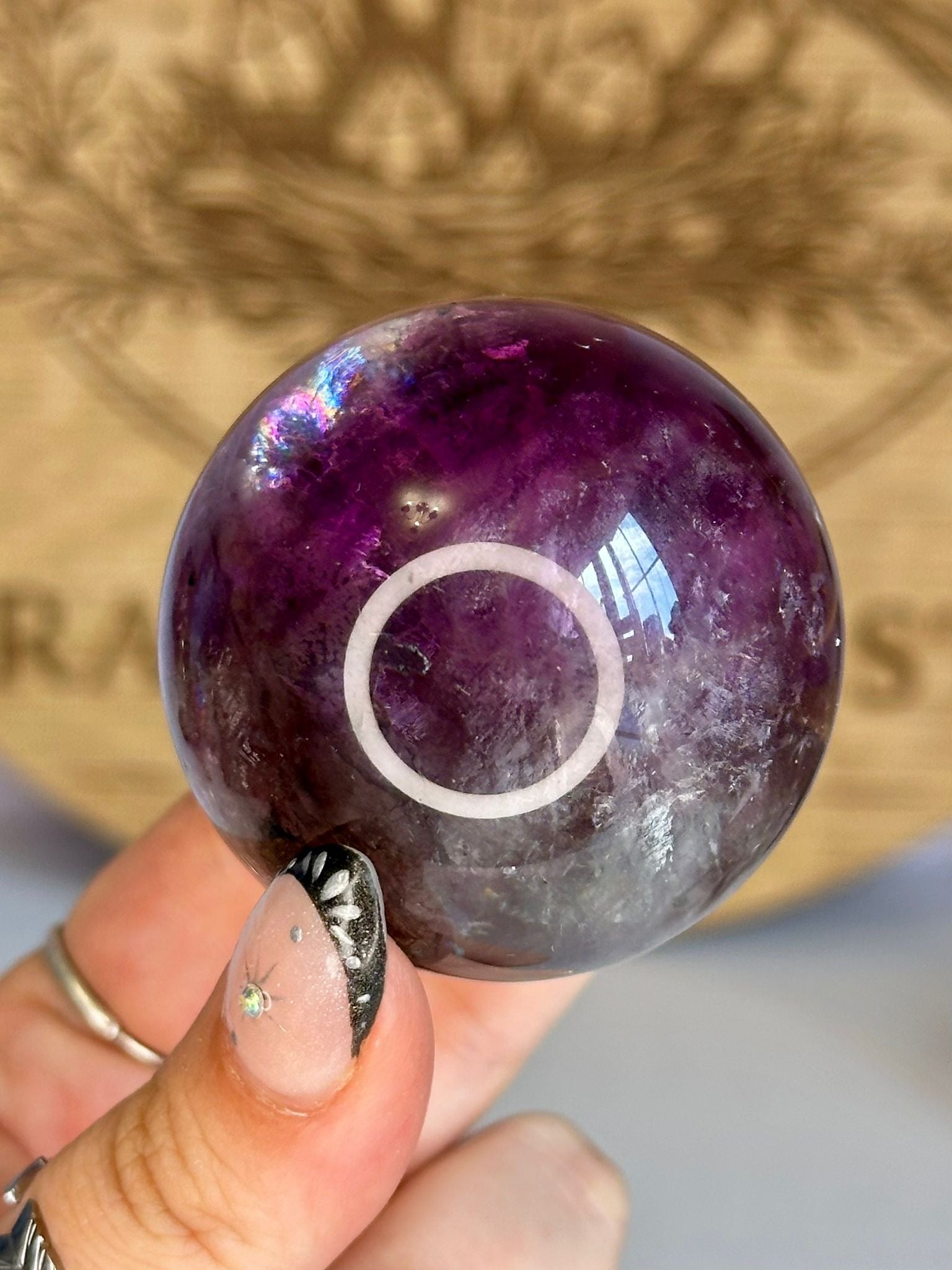 Purple Rainbow Fluorite Sphere
