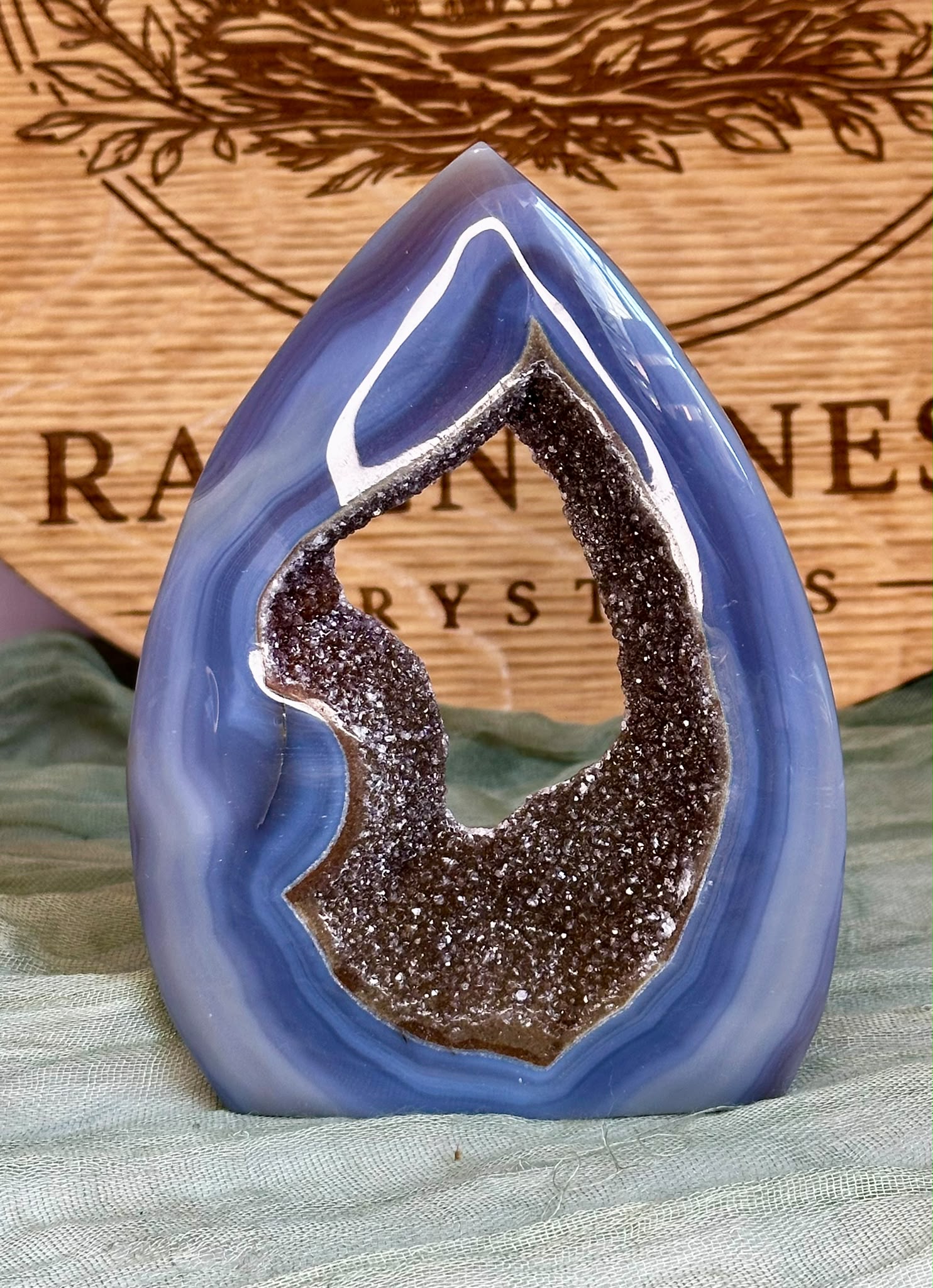 Druzy Blue Agate & Amber Amethyst Teardrop
