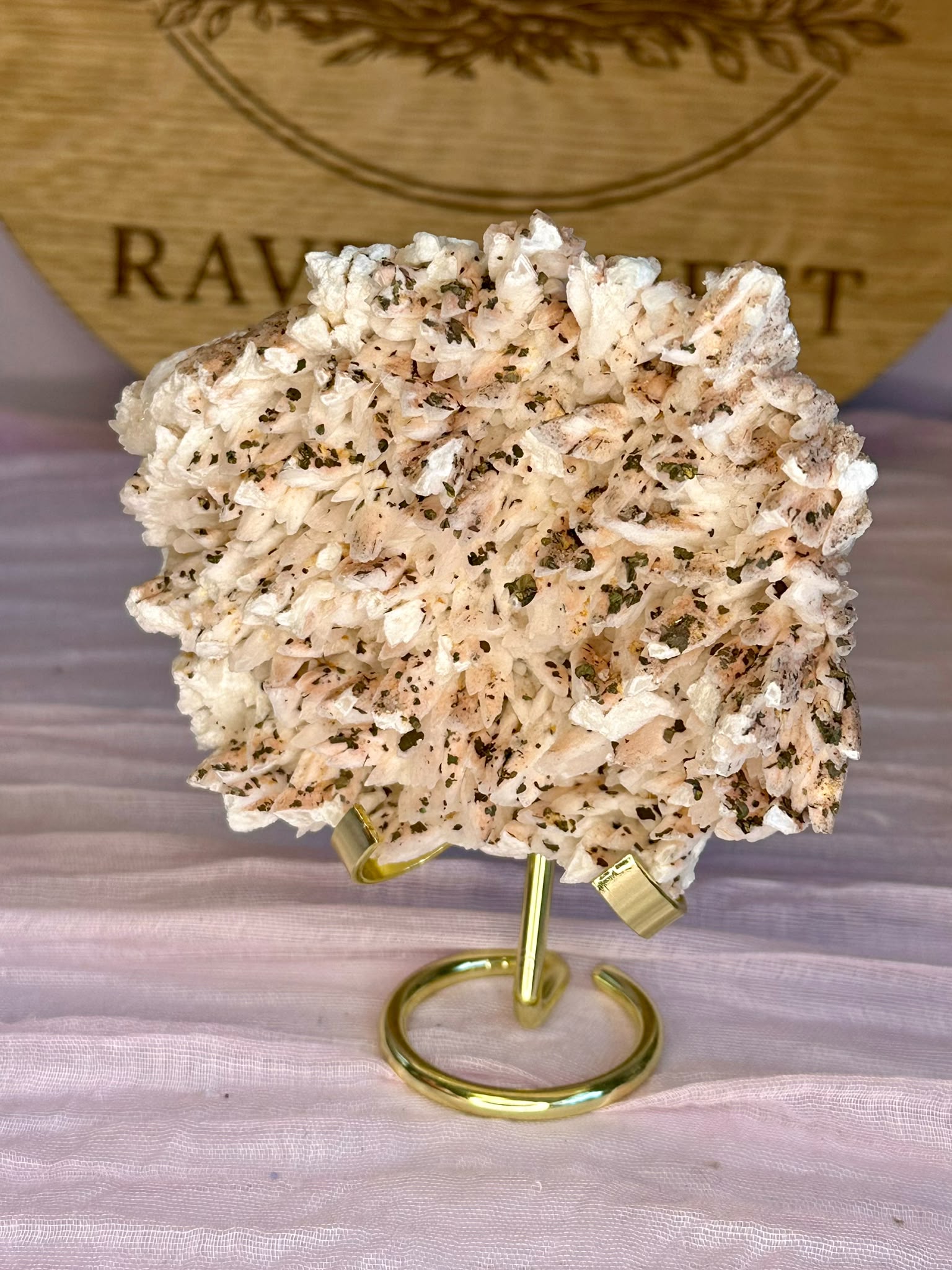Pink Dragon Scale Calcite with Pyrite - Jiangxi, China
