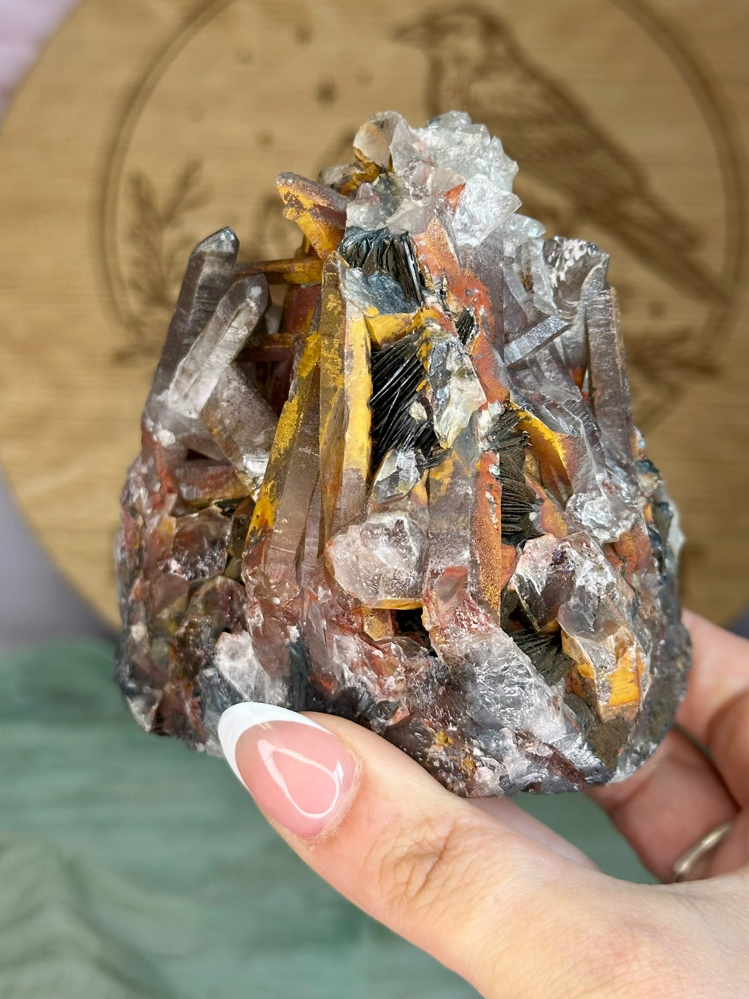 Hematoid Quartz Cluster with Galena & Limonite