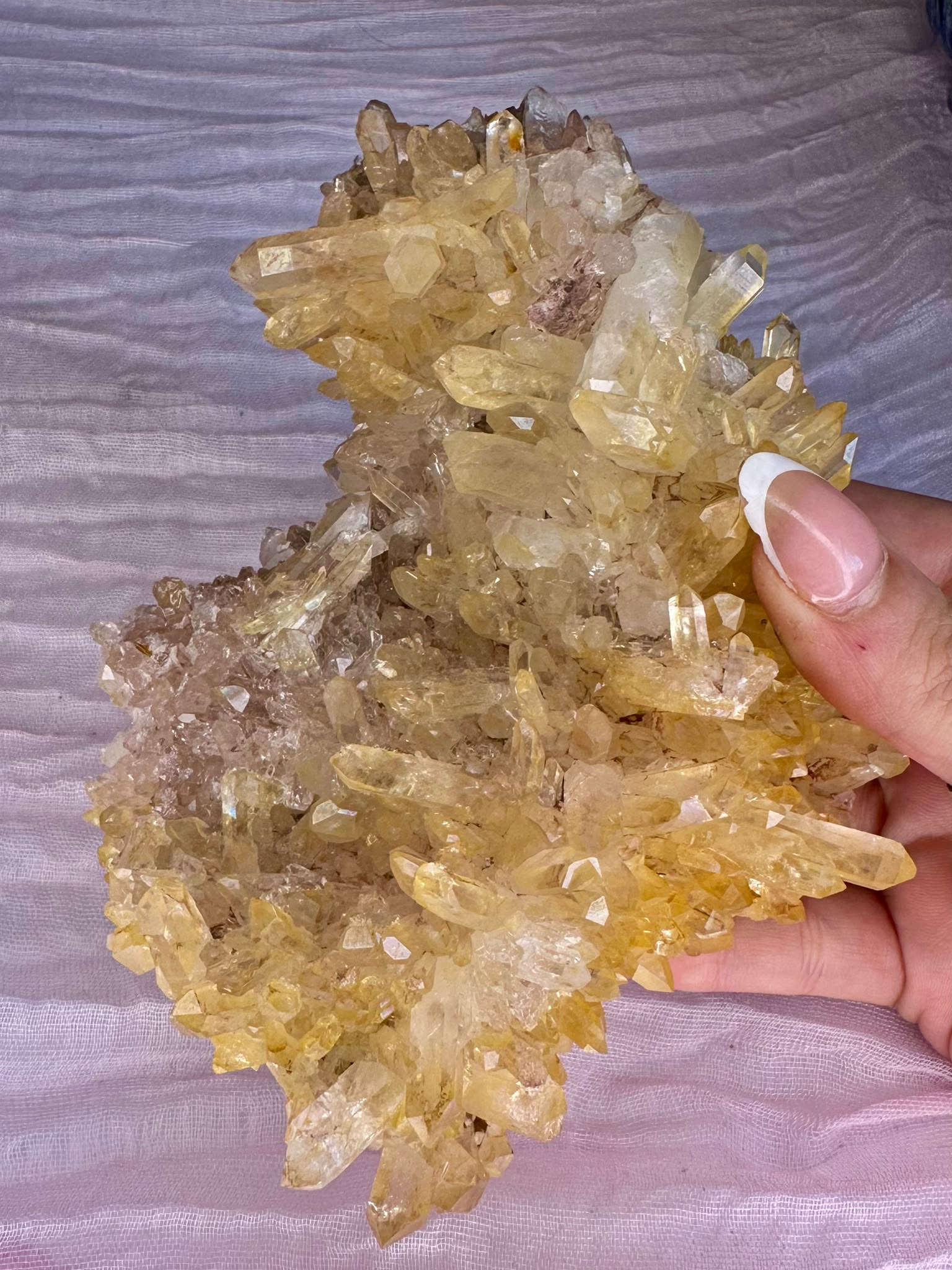 Golden & Pink Lemurian Quartz Cluster - Rare Hand Mined Colombian Collector Specimen #2