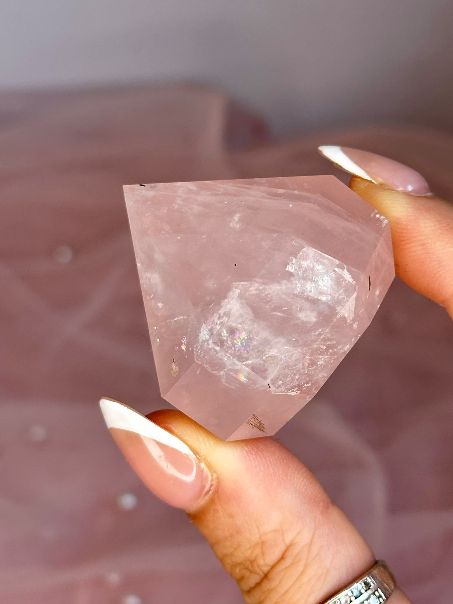 Rose Quartz Diamond Carving