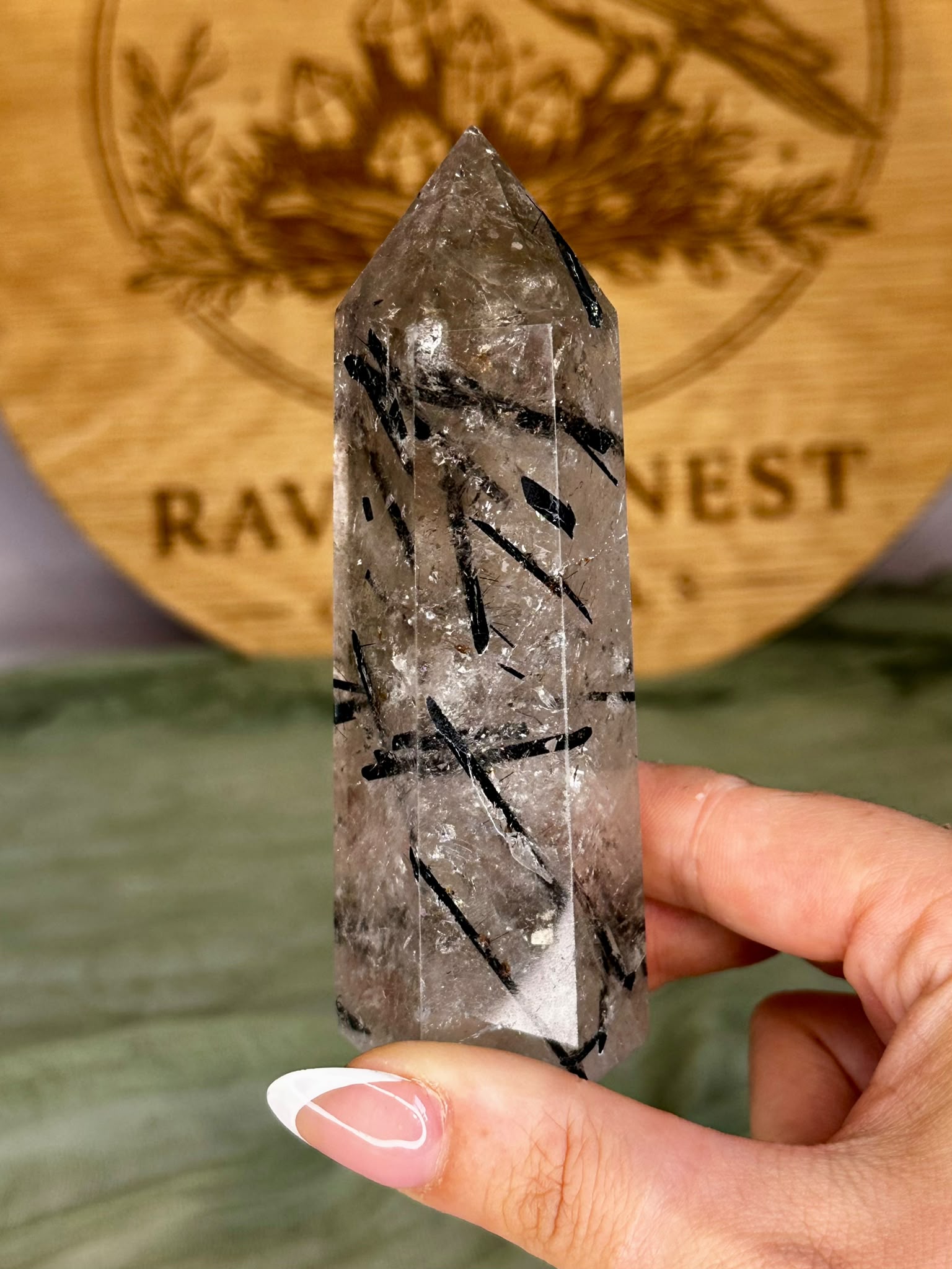 Black Tourmaline in Smoky Quartz Tower
