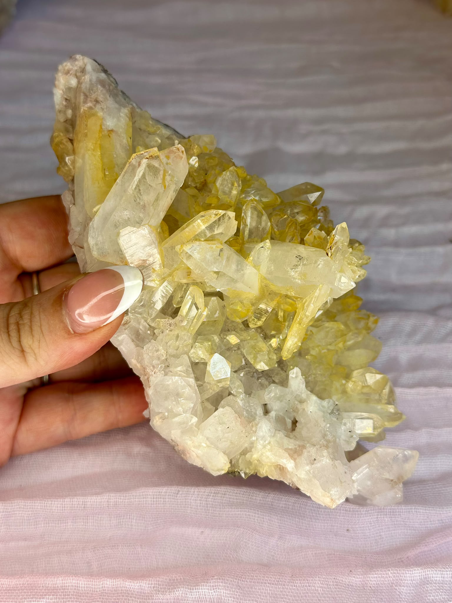 Golden & Pink Lemurian Quartz Cluster - Rare Hand Mined Colombian Collector Specimen #3
