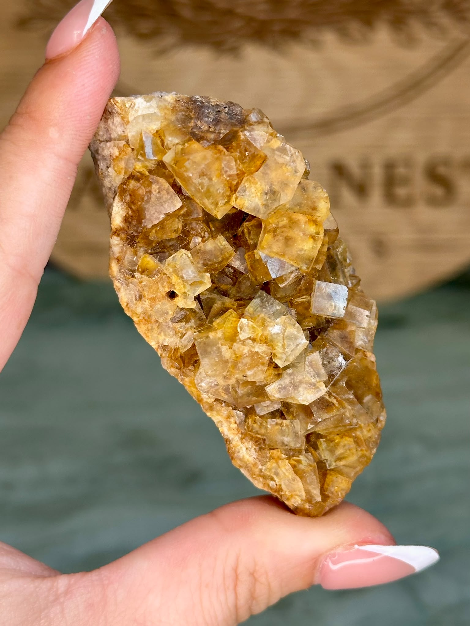 Golden Honey Cubic Fluorite - Okorusu Namibia