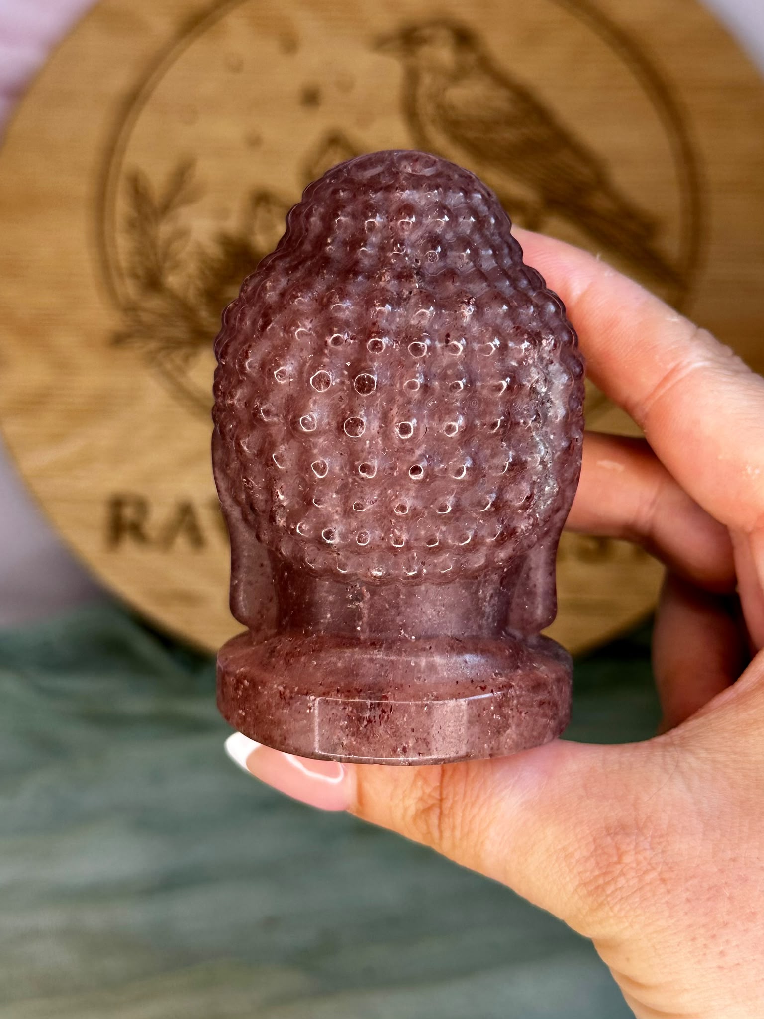 Strawberry Quartz Buddha Head