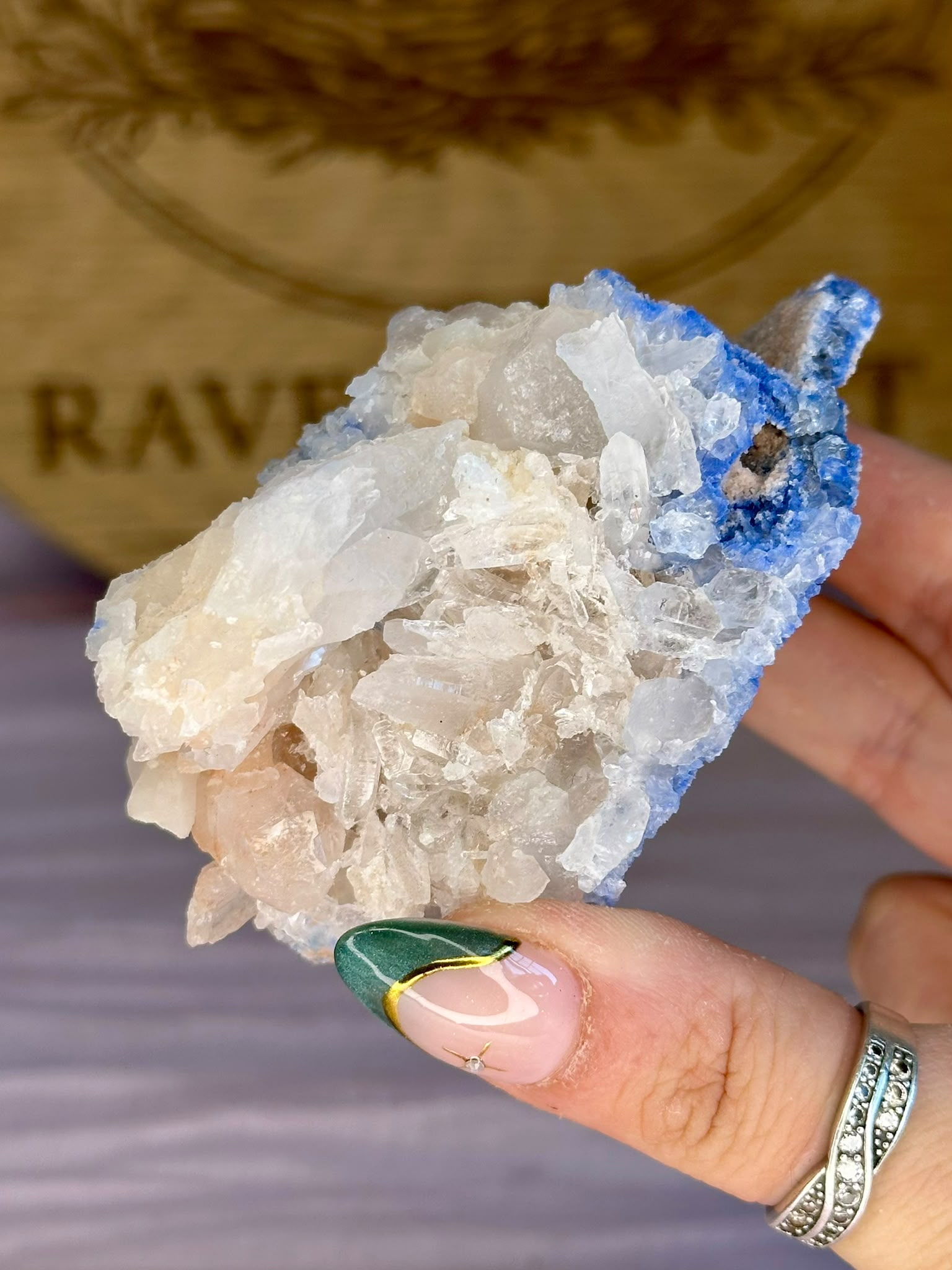 Dumortierite on Pink Lithium Quartz #2