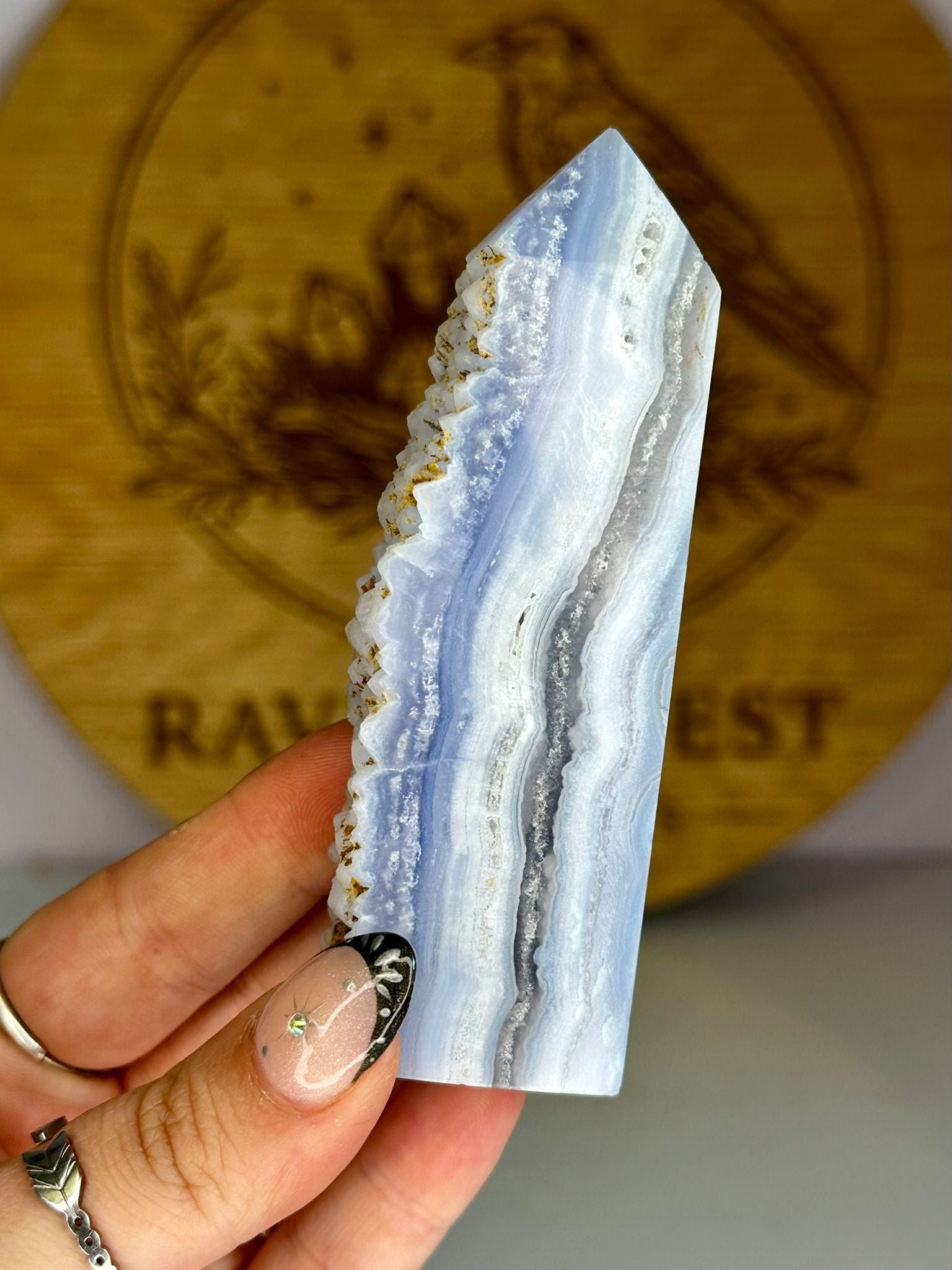 Blue Lace Agate Druzy Tower