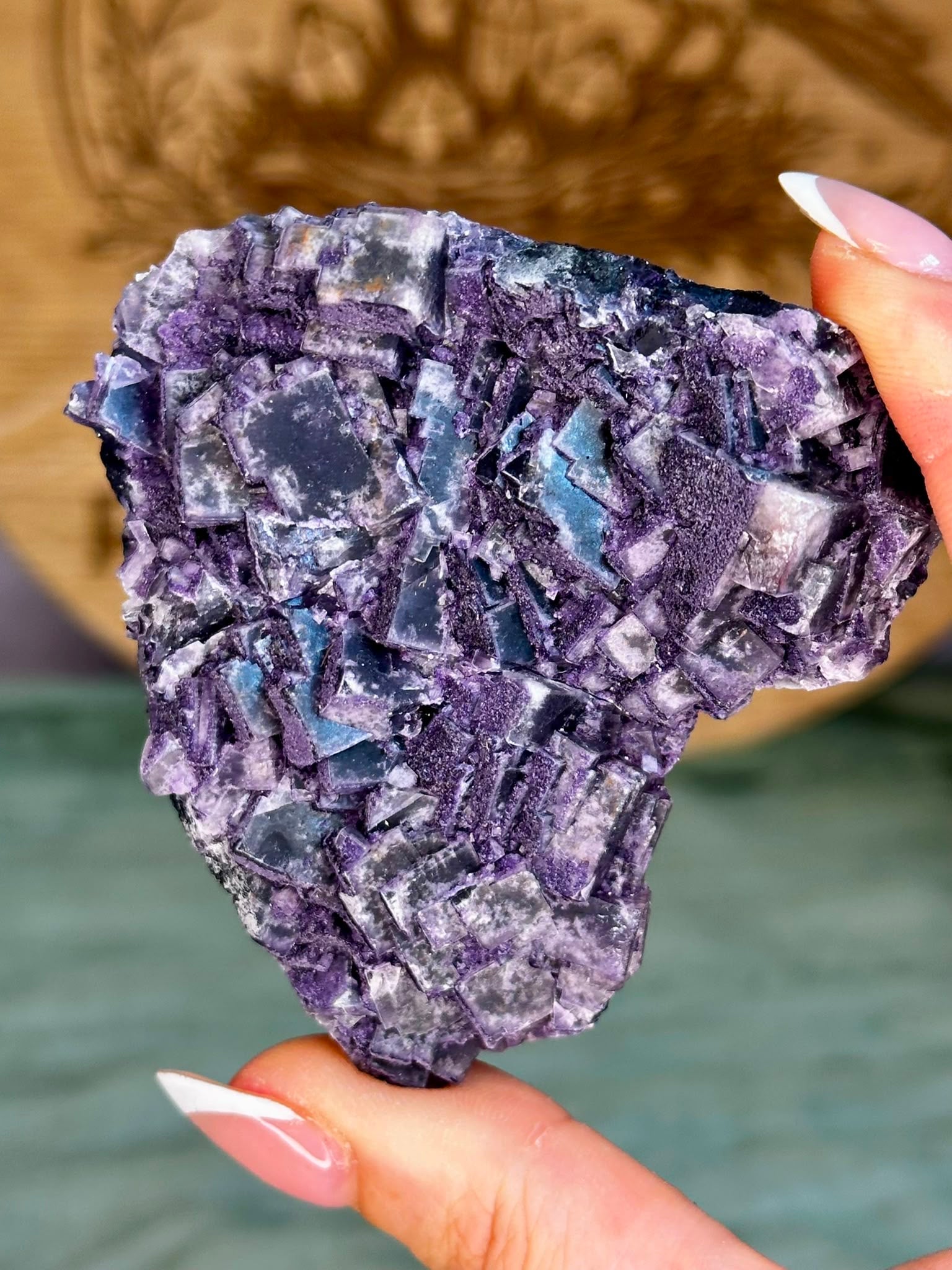 Raw Violet Cubic Fluorite Heart - Fujian