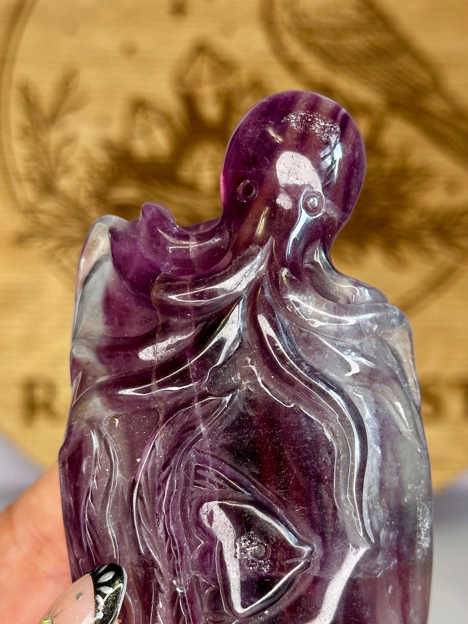 Rainbow Fluorite Octopus Carving