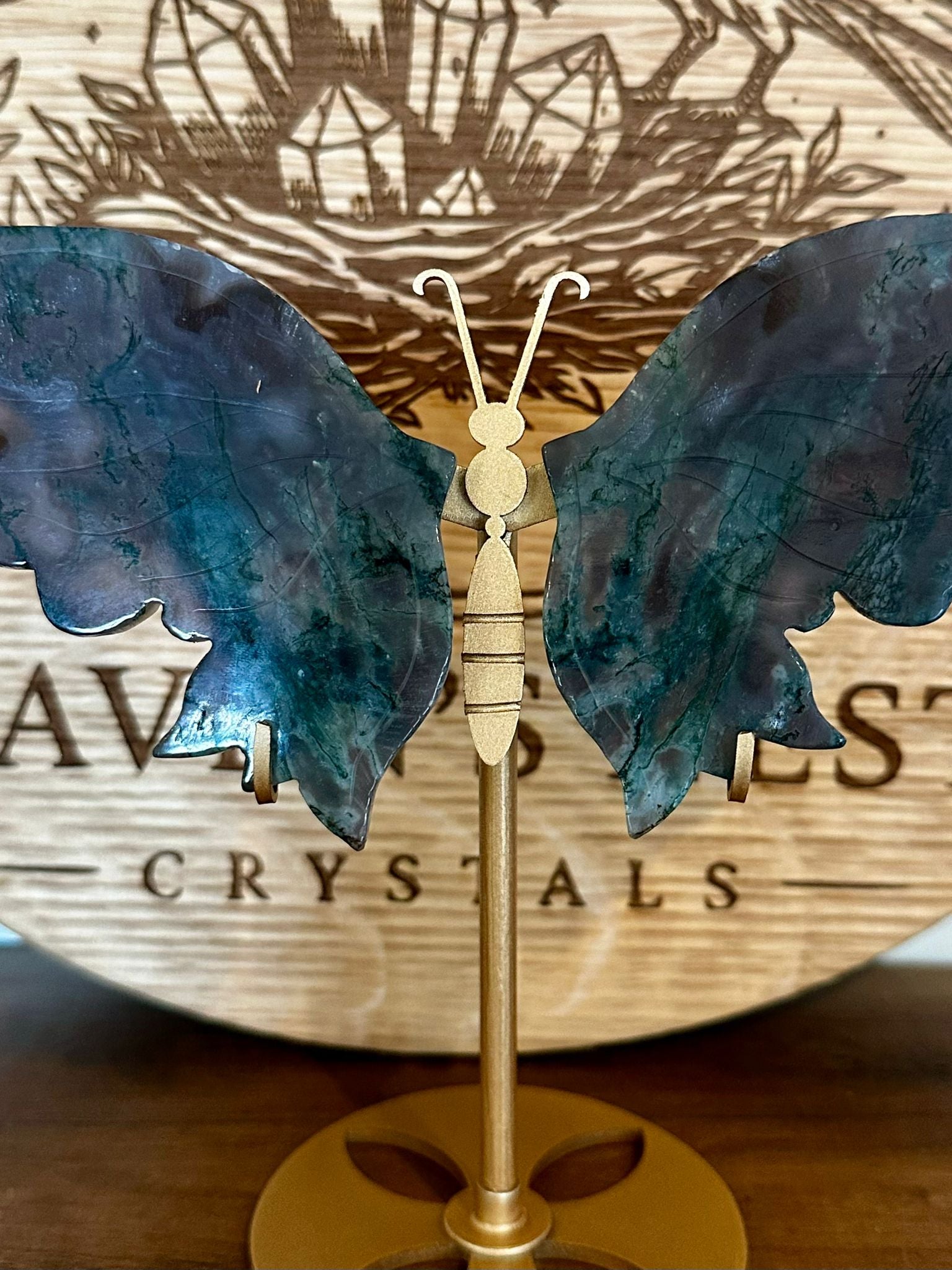 Transparent Moss Agate Butterfly Wings